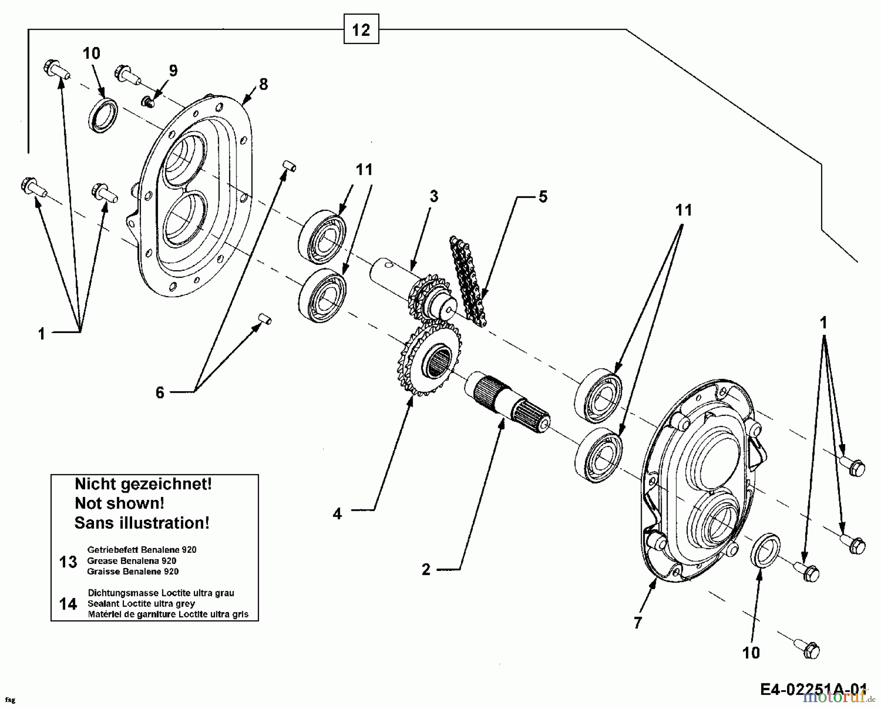MTD Accessories Accessories garden and lawn tractors Snow throwers for CC 2000 SD series 190-341-100 (2005) Chain case