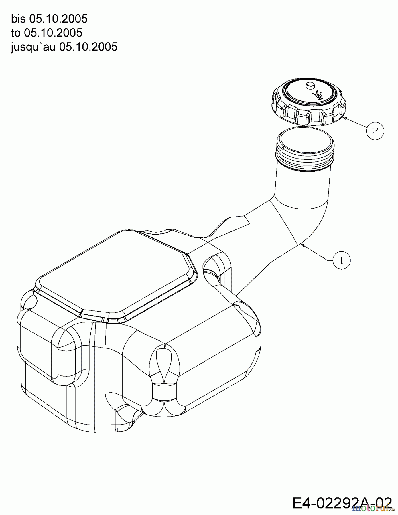 Cub Cadet Garden tractors GT 1223 14AP13CP603 (2005) Fuel tank to 05.10.2005