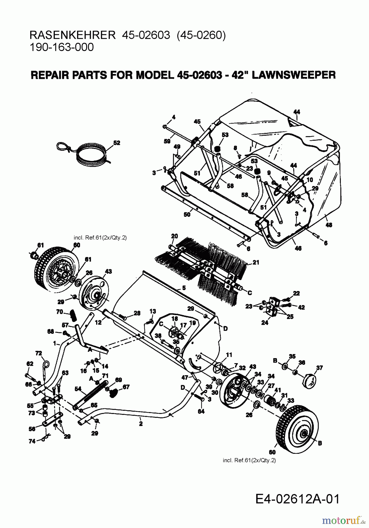 MTD Accessories Accessories garden and lawn tractors Sweeper 45-02603 (190-163-000) 190-163-000 (2010) Basic machine