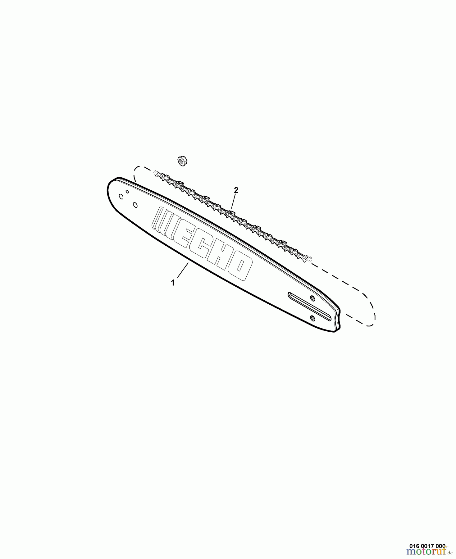  Echo Sägen, Kettensägen CS-680 - Echo Chainsaw, S/N: C03304001001 - C03304999999 Standard Guide Bar, Saw Chain, Kick Guard