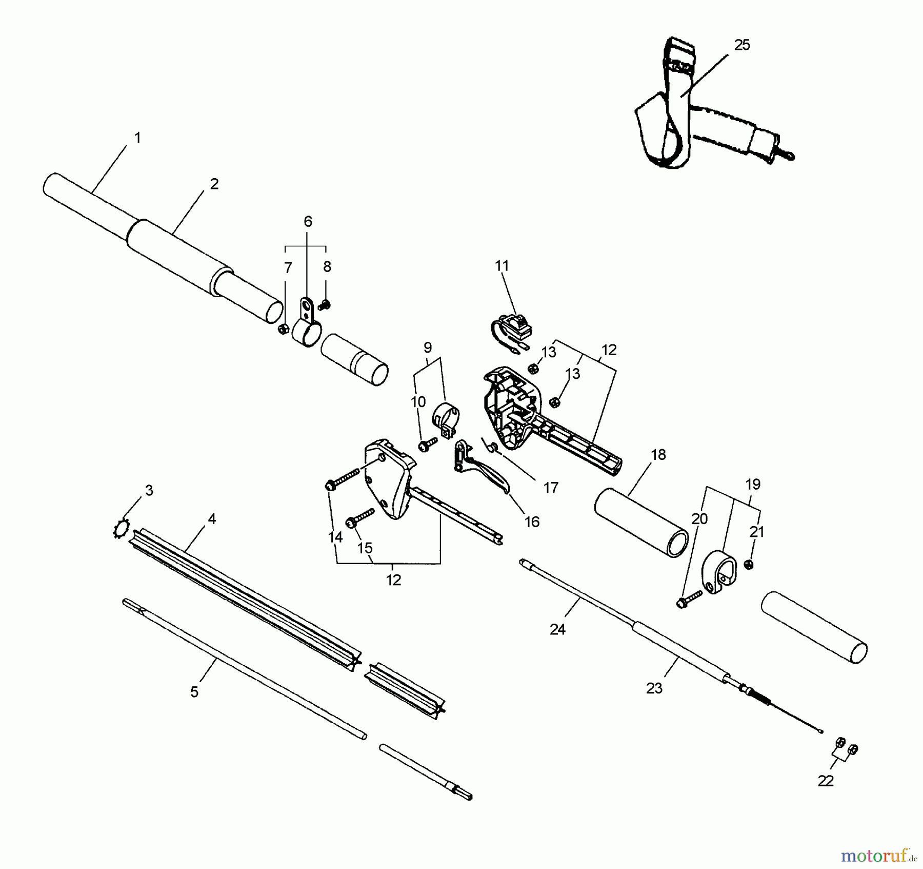 Echo Hochentaster PPF-2100 - Echo Pole Saw / Pruner, S/N: 001001 - 506099 (Type 1E) Driveshaft, Handle, Harness, Stop Switch, Throttle