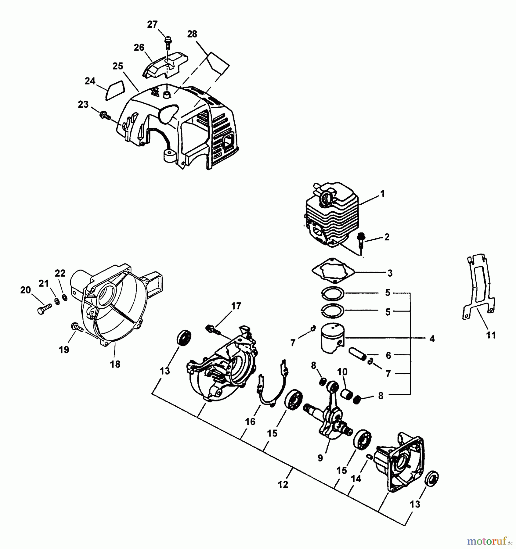  Echo Hochentaster PPF-2110 - Echo Pole Saw / Pruner, S/N: 001001 - 506099 (Type 1E) Crankcase, Engine, Engine Cover, Fan Case