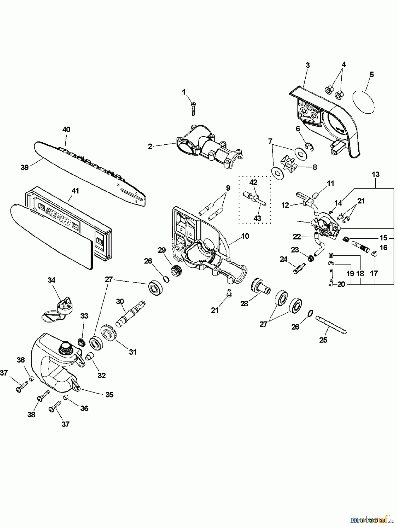 Echo Hochentaster PPT-260 - Echo Pole Saw / Pruner, S/N: 03001001-03999999 Gear Case, Auto-Oiler, Guide Bar, Chain