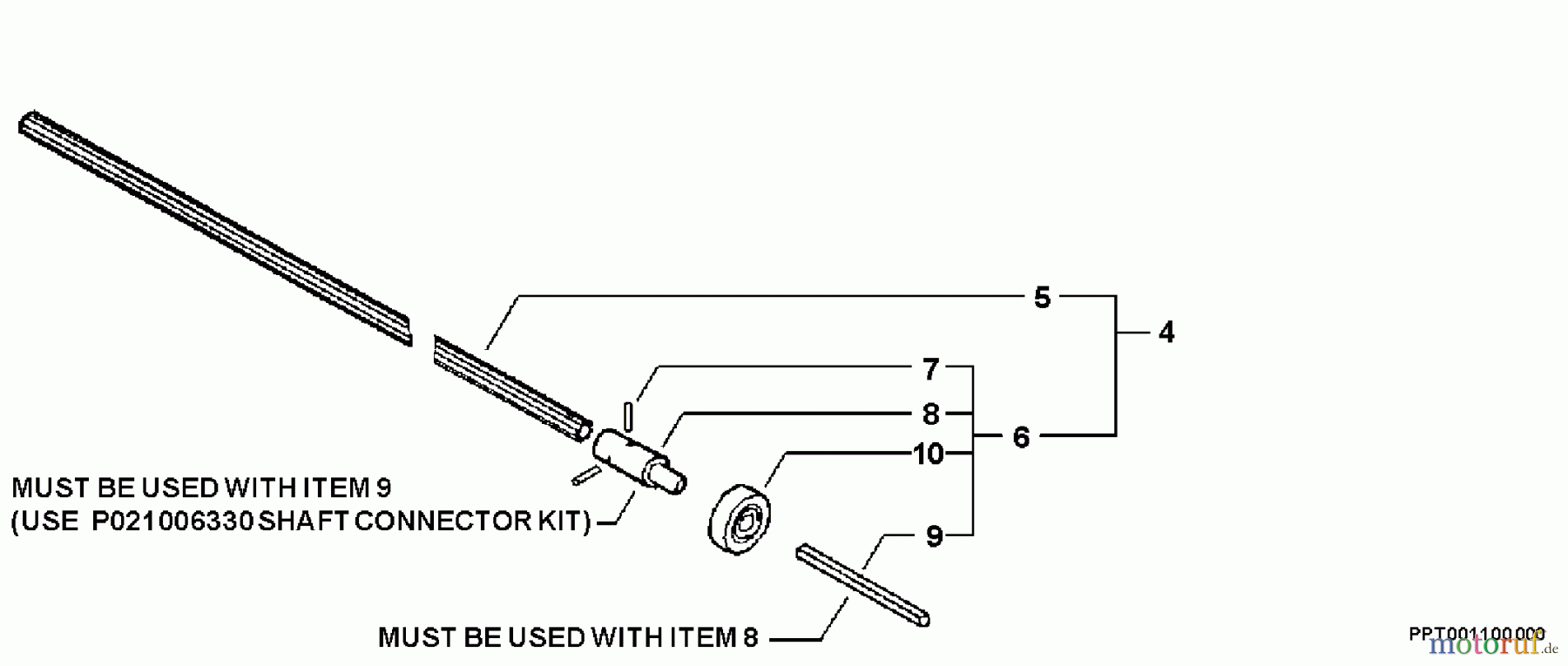 Echo Hochentaster PPT-261 - Echo Pole Saw / Pruner, S/N: 06001001-06999999 Driveshaft, Connector S/N: 06001001 - 06003279