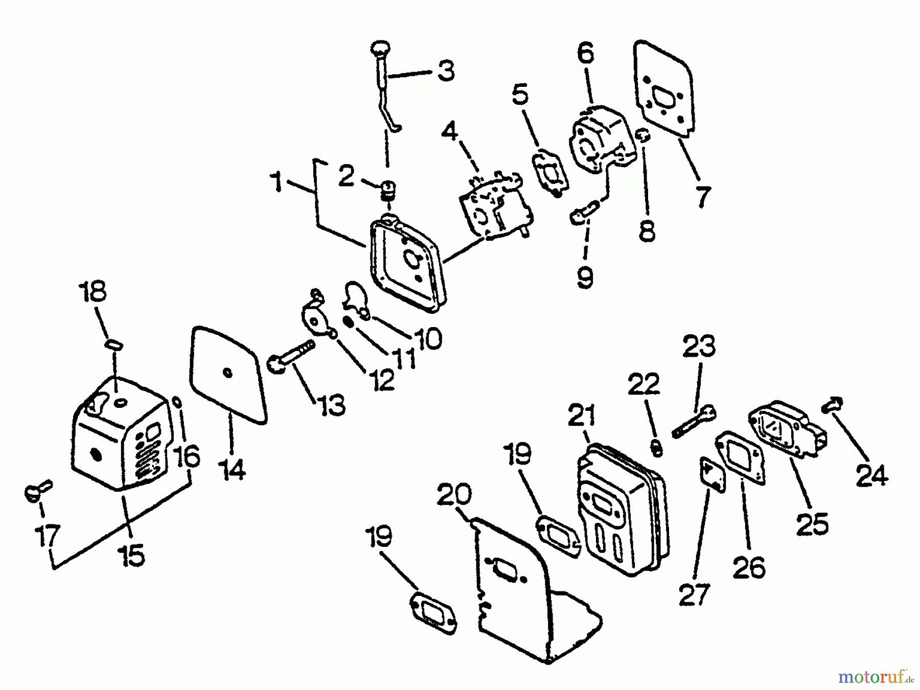  Echo Trimmer, Faden / Bürste GT-2103 - Echo String Trimmer, S/N:001001 - 031001 Intake, Exhaust, Air Cleaner