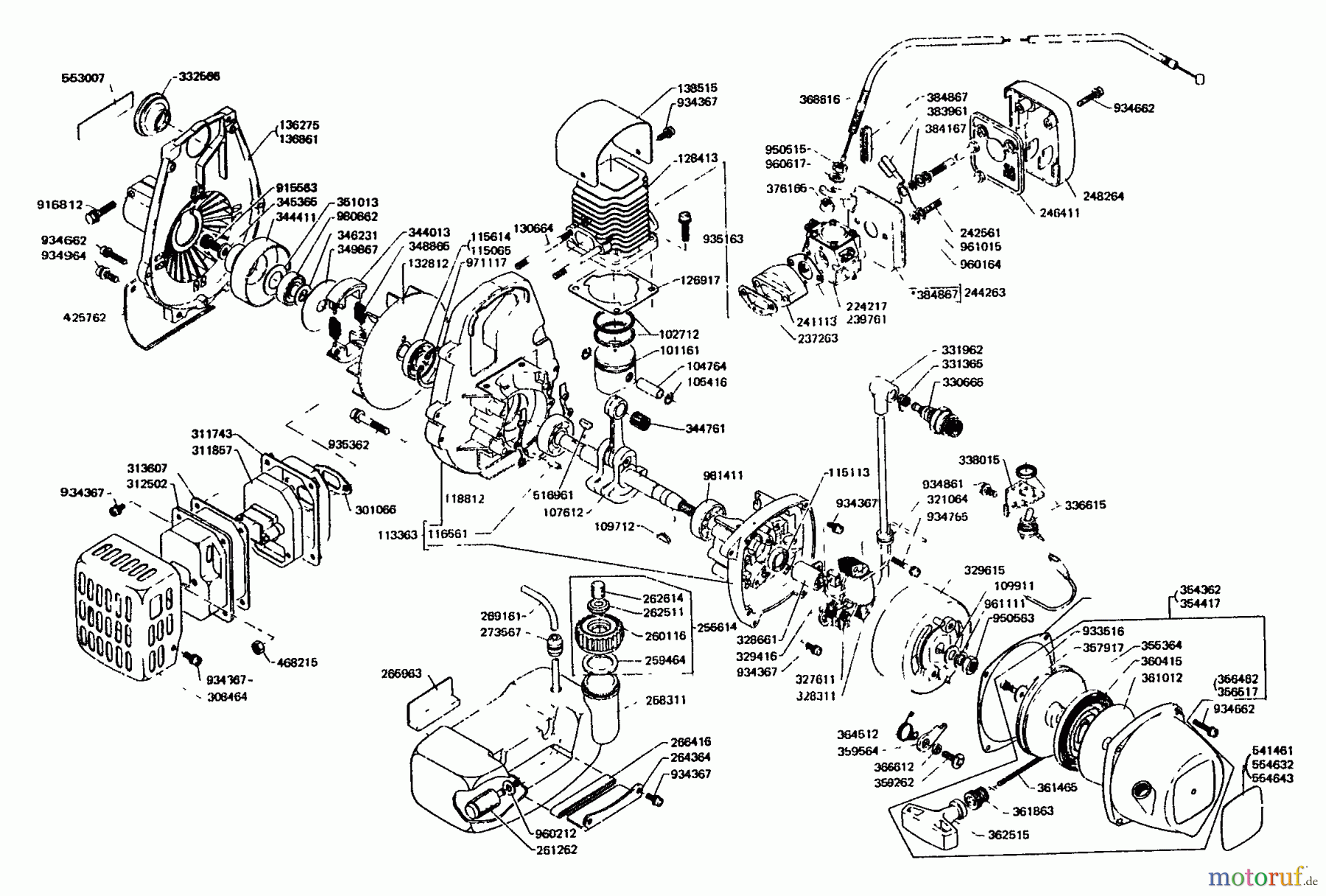 Echo Trimmer, Faden / Bürste GT-200 - Echo String Trimmer Engine, Crankcase, Ignition