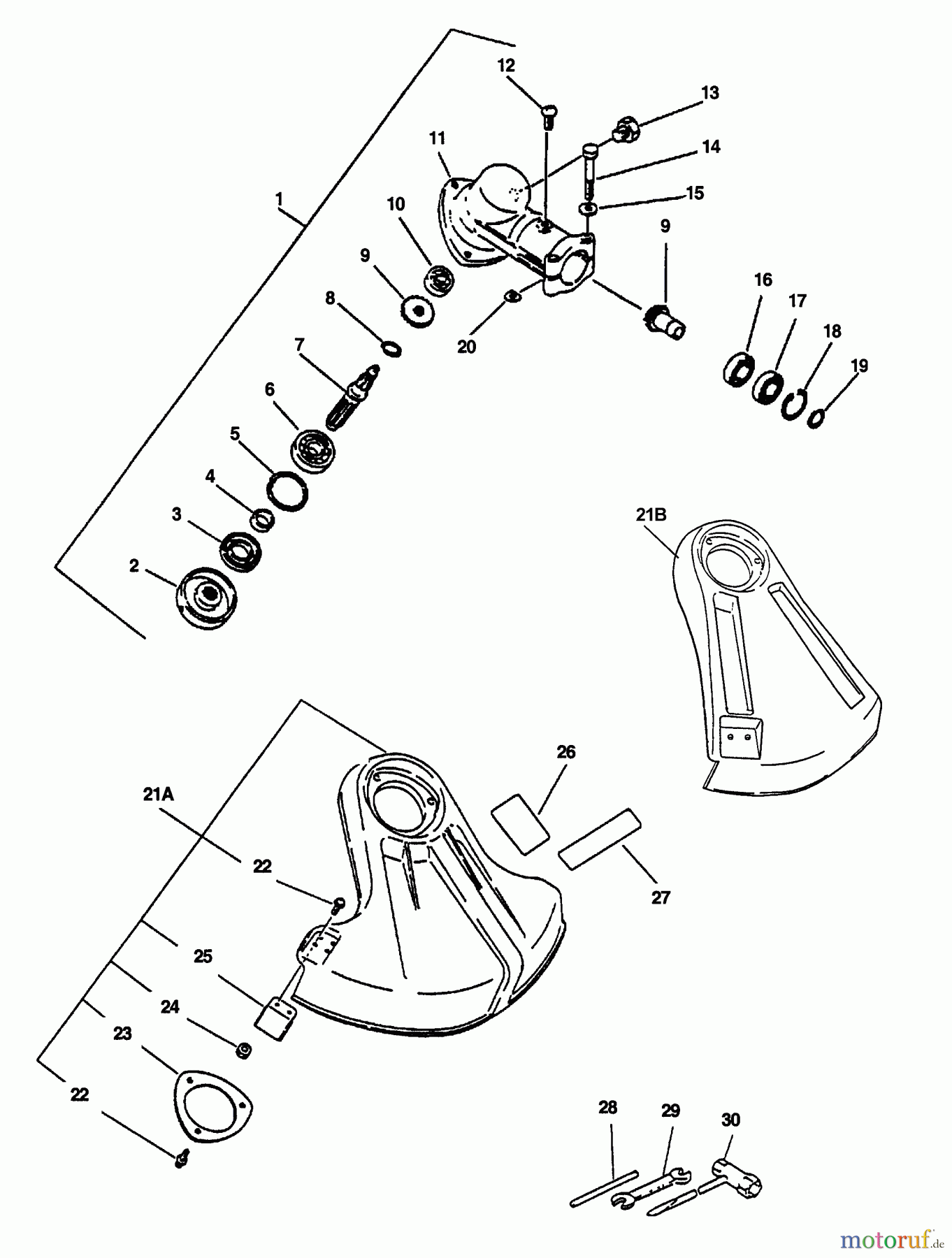 Echo Trimmer, Faden / Bürste SRM-2100SB - Echo String Trimmer (Type 1) SRM Gear Housing, Shield, Tools