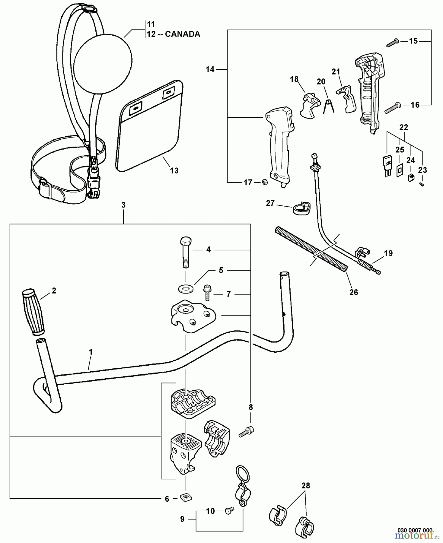  Echo Trimmer, Faden / Bürste SRM-210U - Echo String Trimmer/Brush Cutter, S/N:S74612001001 - S7461299999 Handles, Throttle Cable