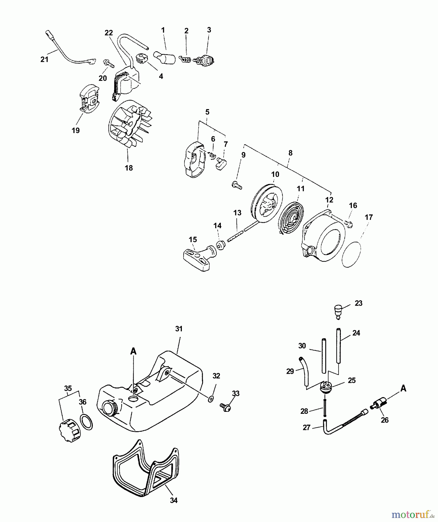  Echo Trimmer, Faden / Bürste SRM-2400SB - Echo String Trimmer (Type 1E) Clutch, Fuel System, Ignition, Starter