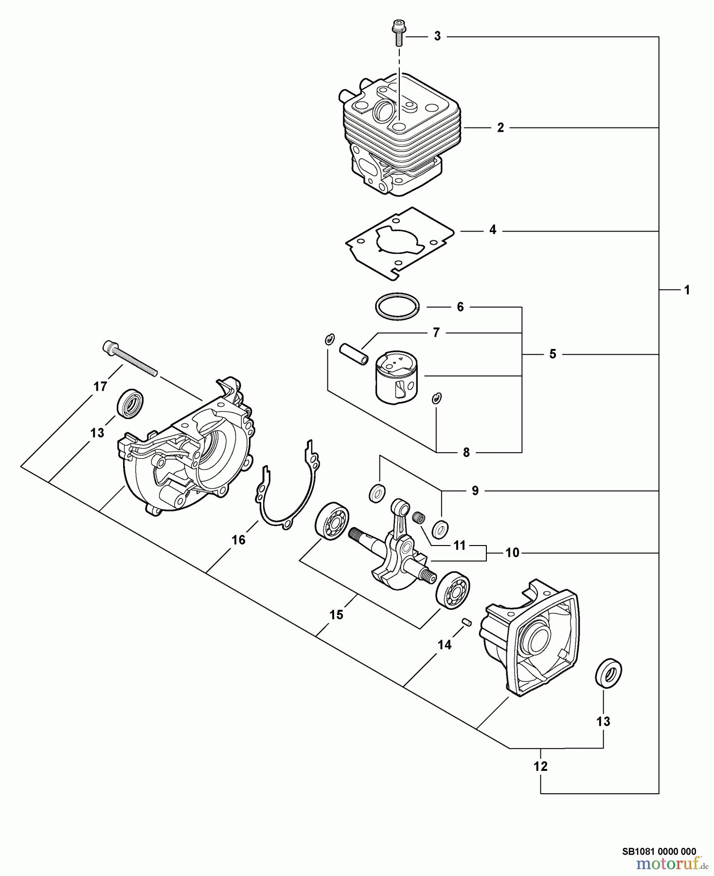  Echo Trimmer, Faden / Bürste SRM-251E - Echo String Trimmer, S/N:08001001 - 08999999 Engine, Short Block -- SB1081