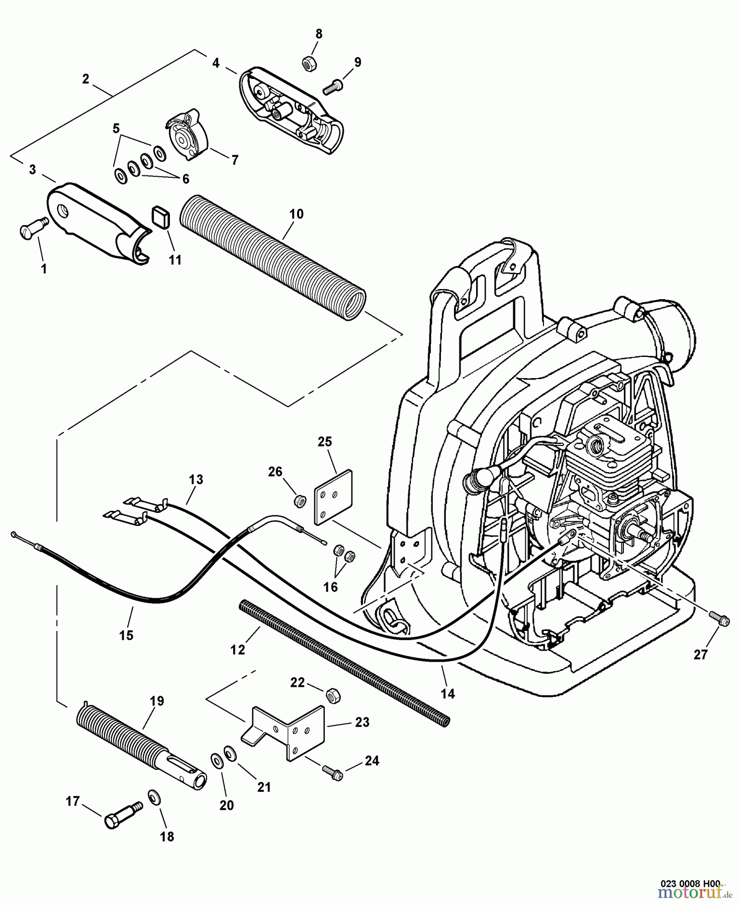  Echo Bläser / Sauger / Häcksler / Mulchgeräte	 PB-260L - Echo Back Pack Blower, S/N: 05001001 - 05999999 Hip Mount Throttle