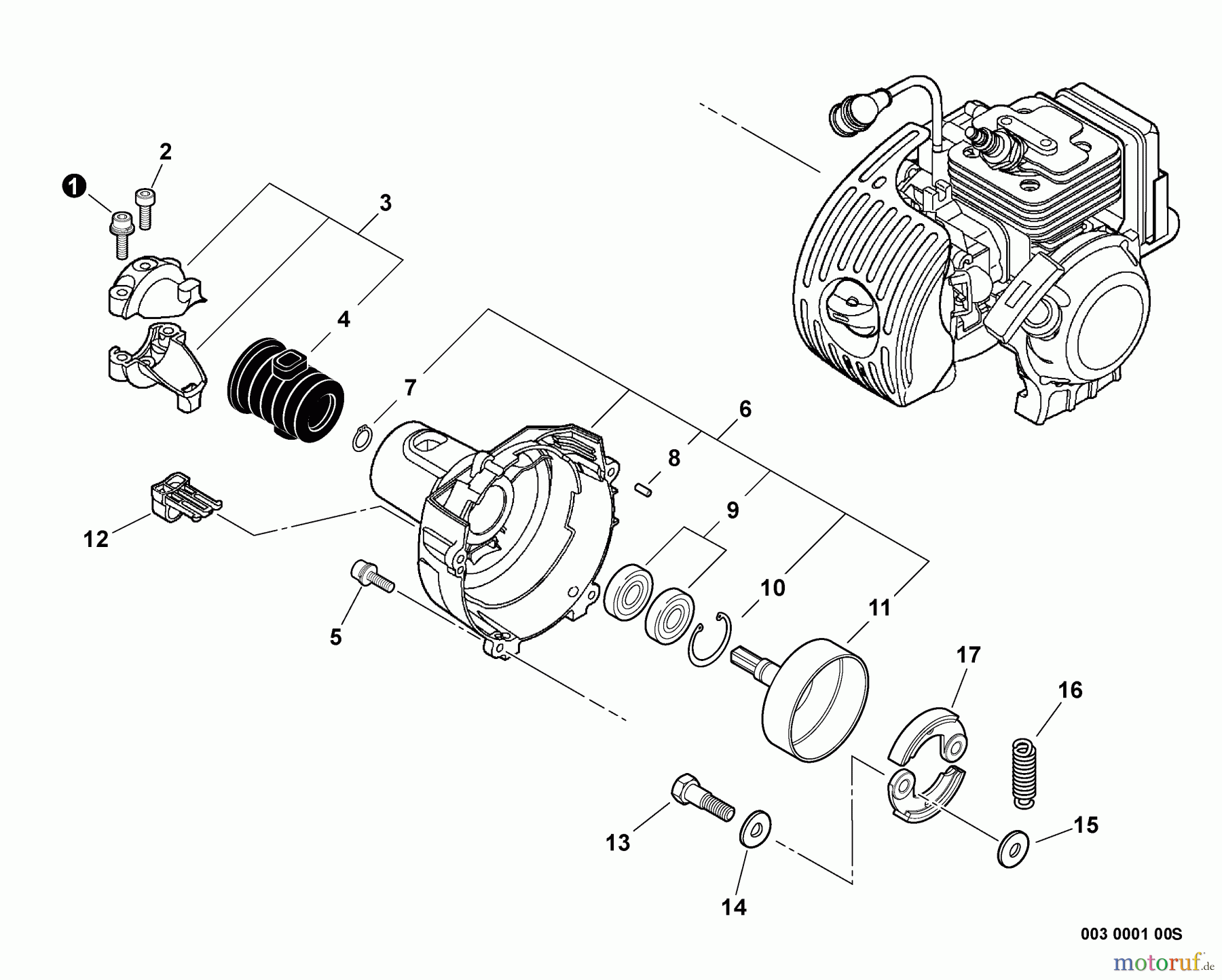  Echo Trimmer, Faden / Bürste SRM-265S - Echo String Trimmer, S/N:S80913001001 - S80913999999 Clutch, Fan Case