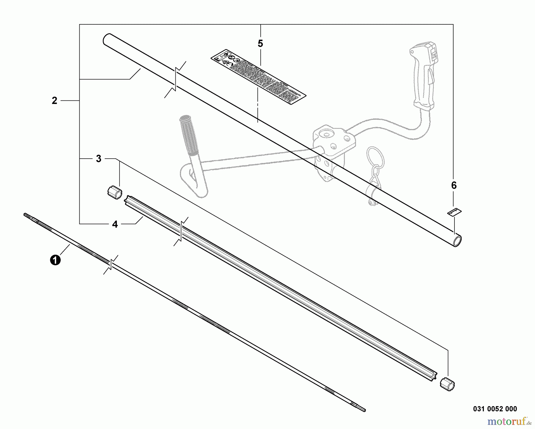 Echo Trimmer, Faden / Bürste SRM-265U - Echo String Trimmer/Brush Cutter, S/N:S74811001001 - S7481199999 Main Pipe Assembly, Driveshaft