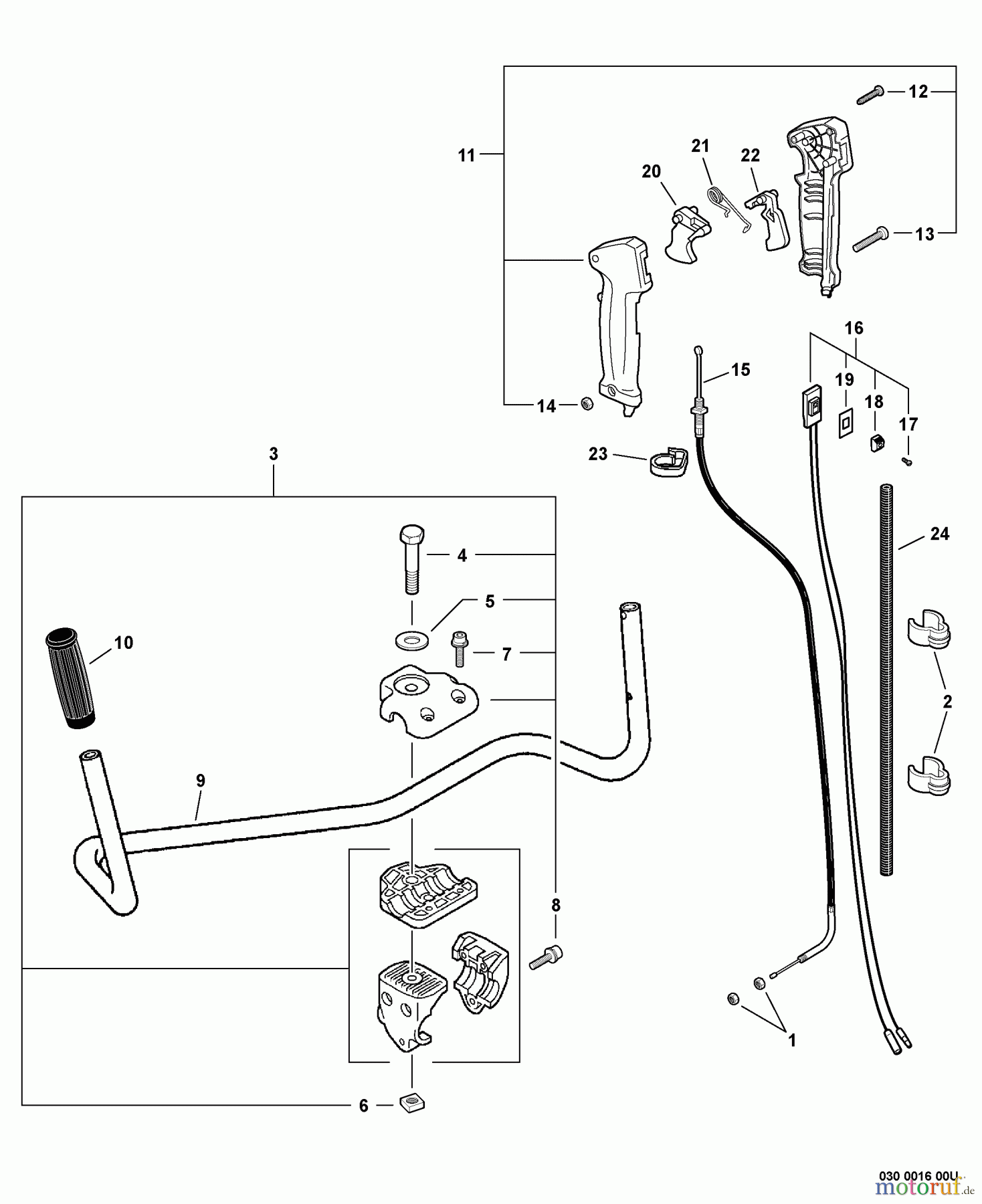  Echo Trimmer, Faden / Bürste SRM-310U - Echo String Trimmer/Brush Cutter, S/N:03001001 - 03999999 Handles, Throttle Cable