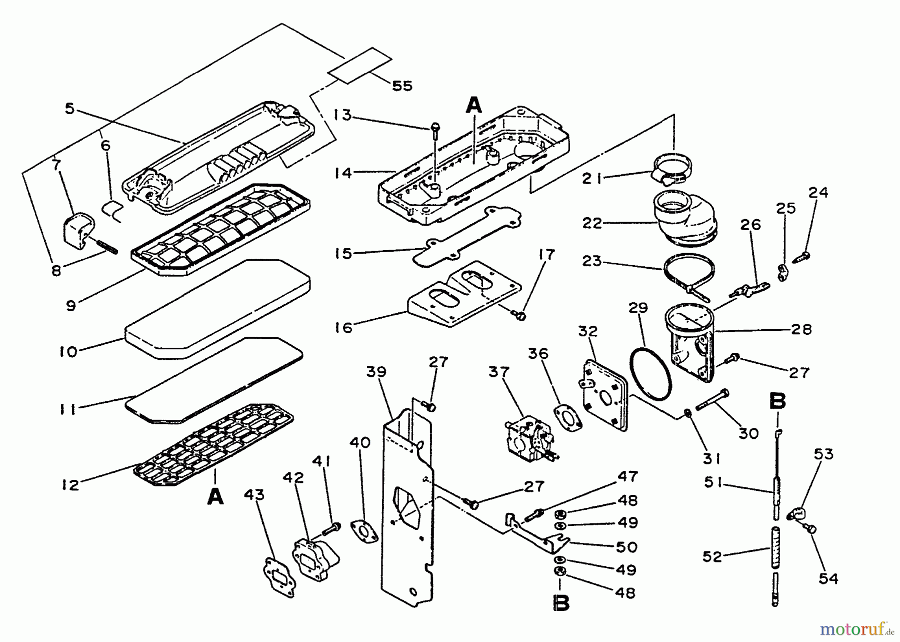  Echo Bläser / Sauger / Häcksler / Mulchgeräte	 PB-4500 - Echo Back Pack Blower, S/N 0000000 - 0034075 Intake, Exhaust, Air Cleaner