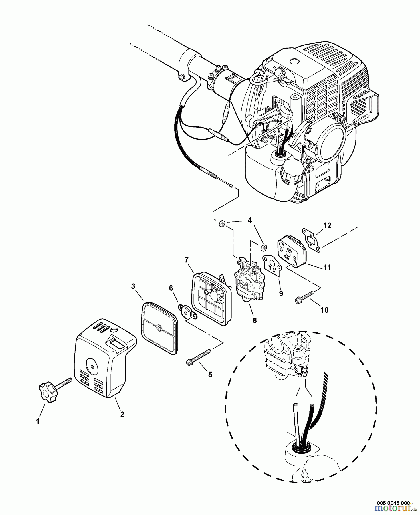 Echo Trimmer, Faden / Bürste SRM-311S - Echo String Trimmer, S/N:S67011001001 - S67011999999 Intake