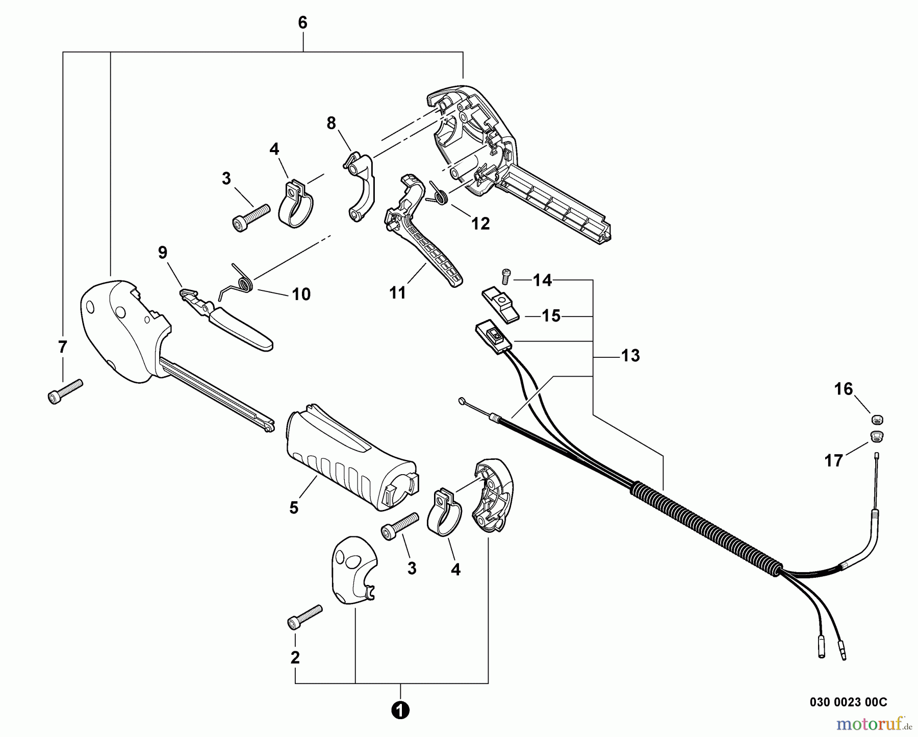  Echo Heckenscheren SHC-225 - Echo Shaft Hedge Trimmer, S/N: S85513001001 - S85513999999 Control Handle, Control Cable Assembly  S/N: S85513001001 - S85513007024