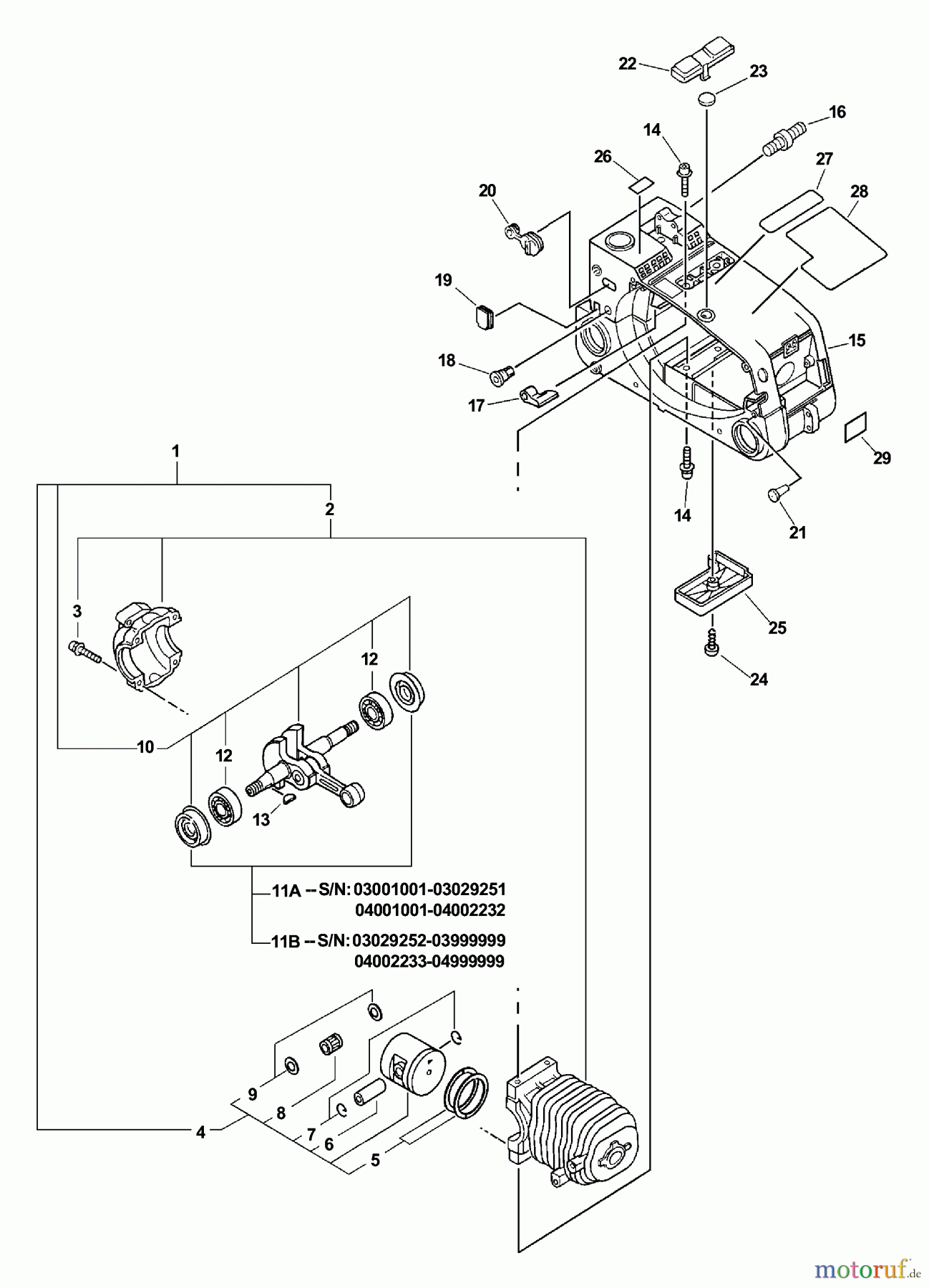  Echo Sägen, Kettensägen CS-340 - Echo Chainsaw, S/N: 03001001 - 03999999 Engine, Short Block -- SB1069, Engine Cover