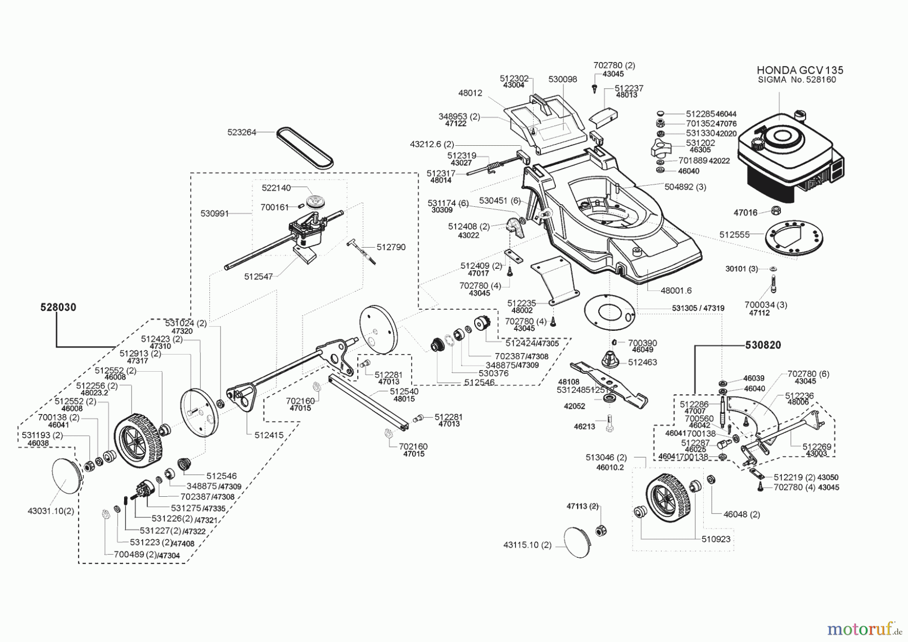  AL-KO Gartentechnik Benzinrasenmäher VALGARDEN Turbo 490 AH 45 04/1998 - 12/1999 Seite 1