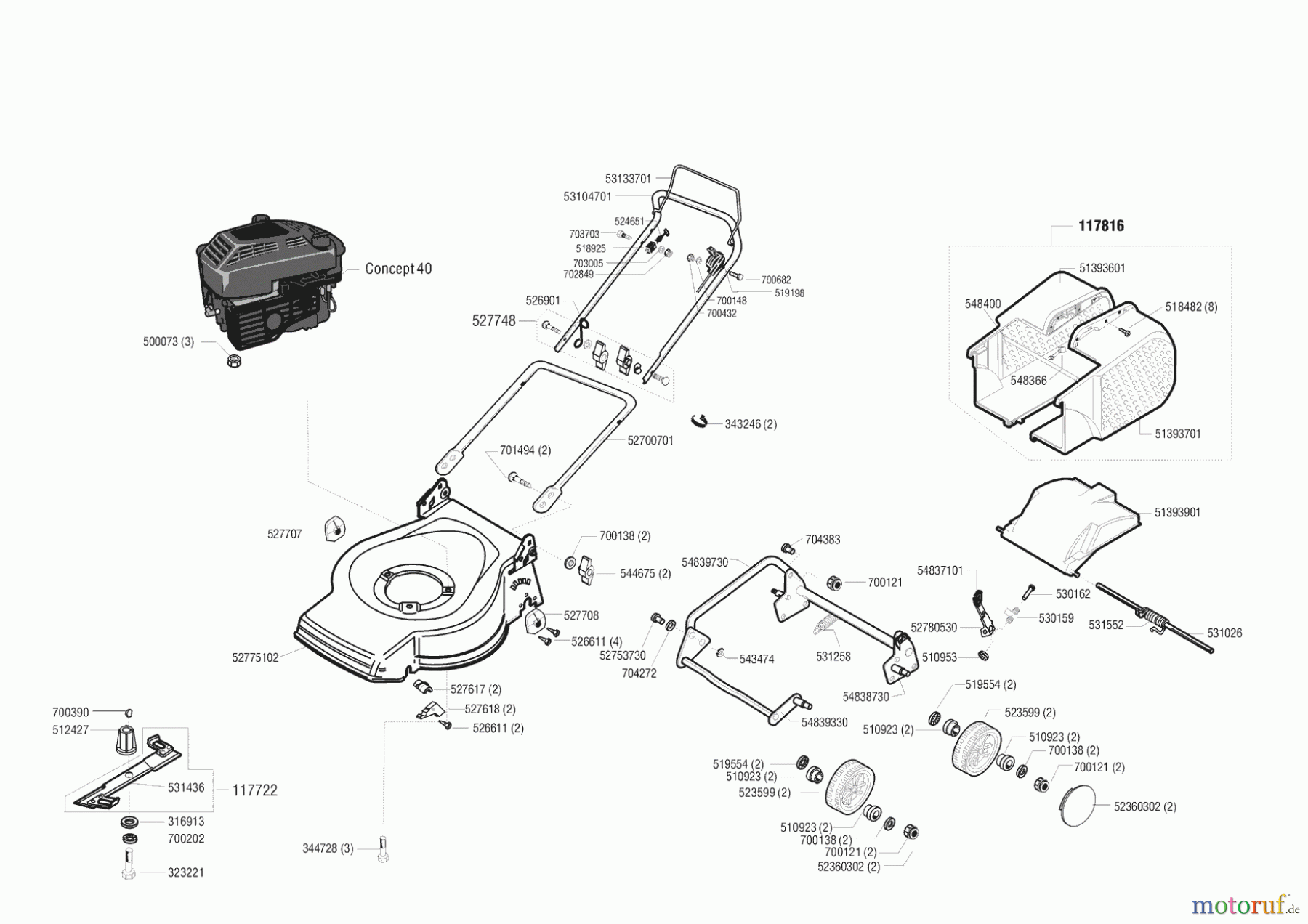 Top Garden Gartentechnik Benzinrasenmäher 4801 BZ 01/2000 - 11/2000 Seite 1