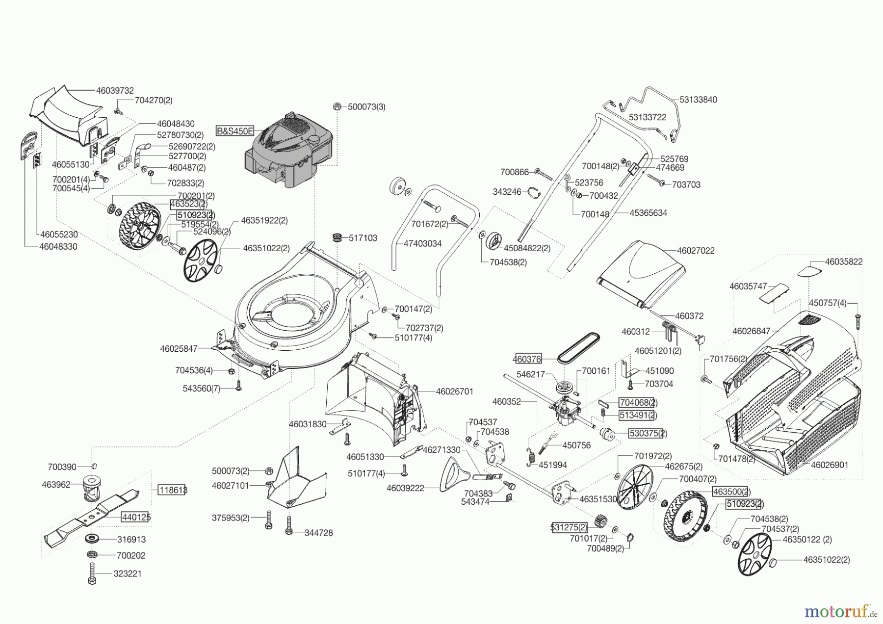  Brill Gartentechnik Benzinrasenmäher 46 L R 4.5 + Steelline  12/2015 - 08/2016 Seite 1