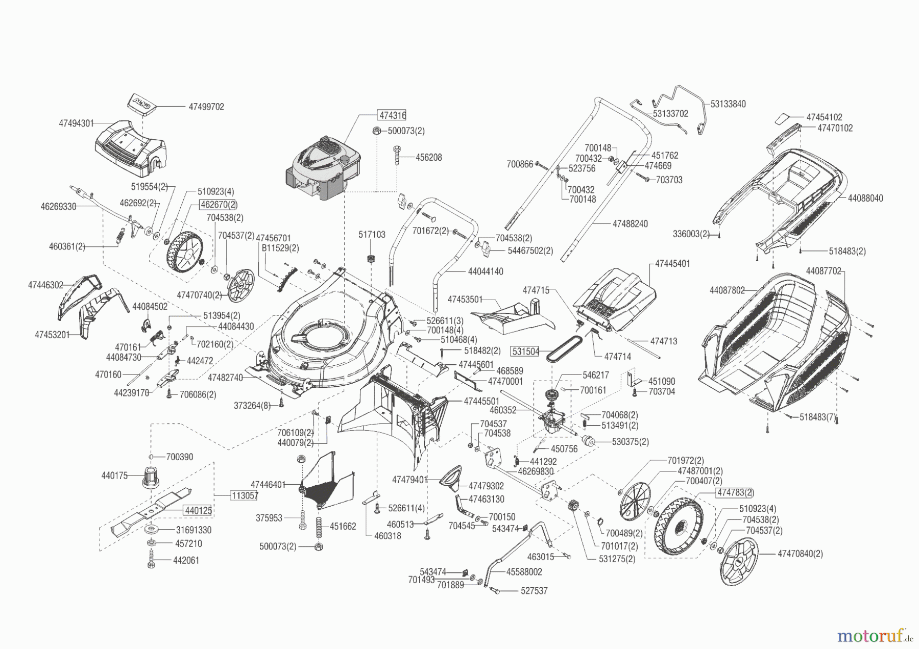  AL-KO Gartentechnik Benzinrasenmäher 46.7 SP-A HIGHLINE  ab 03/2019 Seite 1