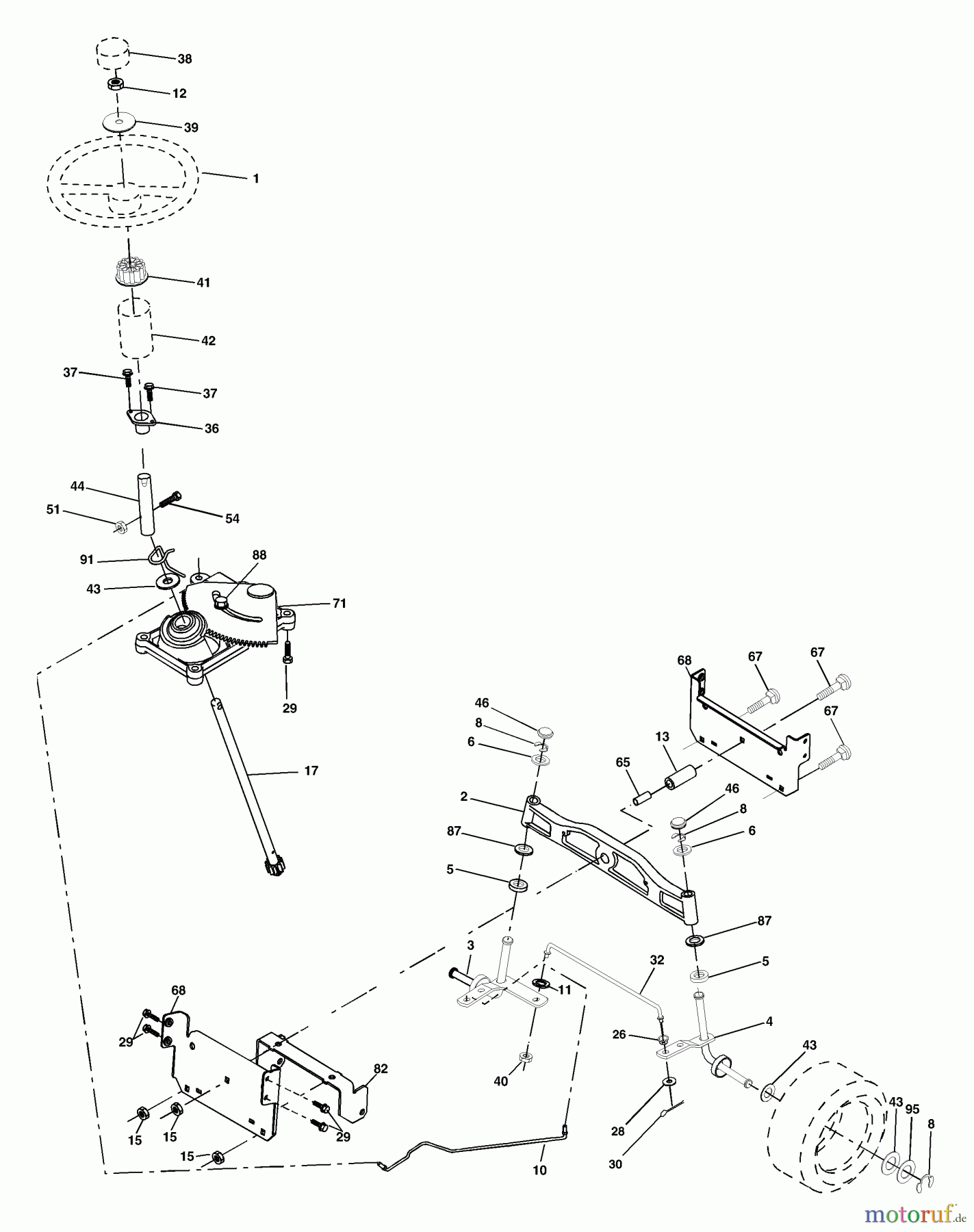 Husqvarna Rasen und Garten Traktoren LTH 2042B (954571953) - Husqvarna Lawn Tractor (2004-01 & After) Steering Assembly