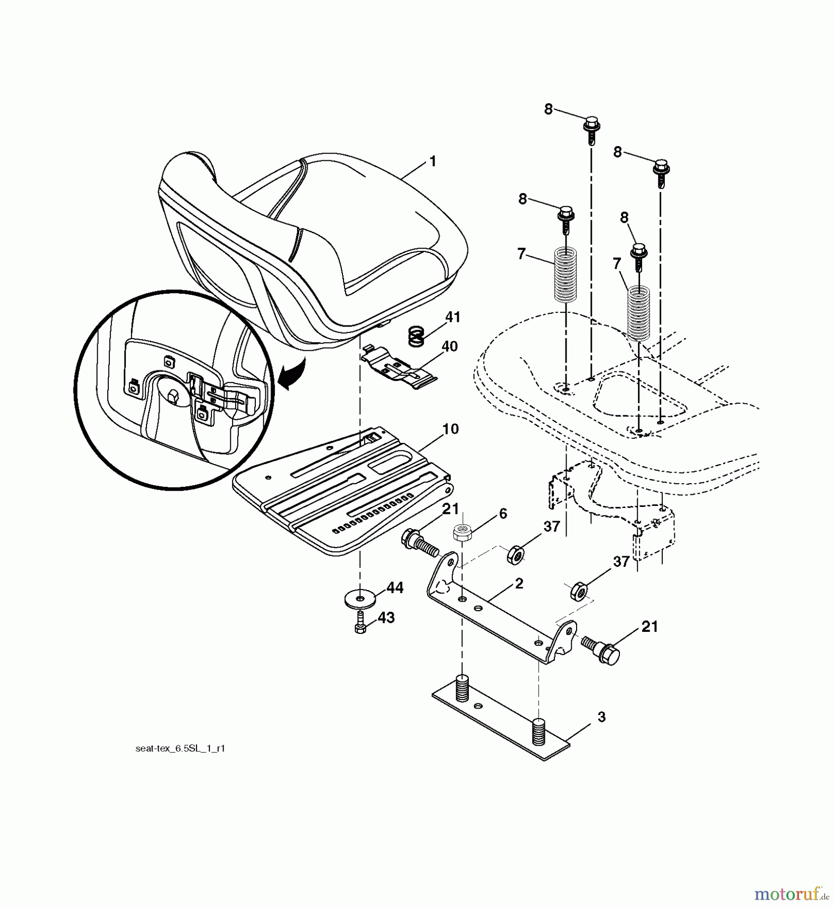  Husqvarna Rasen und Garten Traktoren LTH 2142DR (96041023602) - Husqvarna Lawn Tractor (2013-05) SEAT