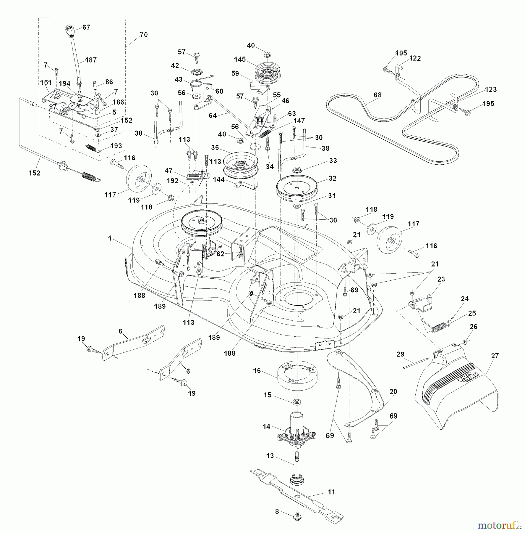 Husqvarna Rasen und Garten Traktoren PB 195H42LT (96042003600) - Husqvarna Lawn Tractor (2007-08 & After) Mower Deck