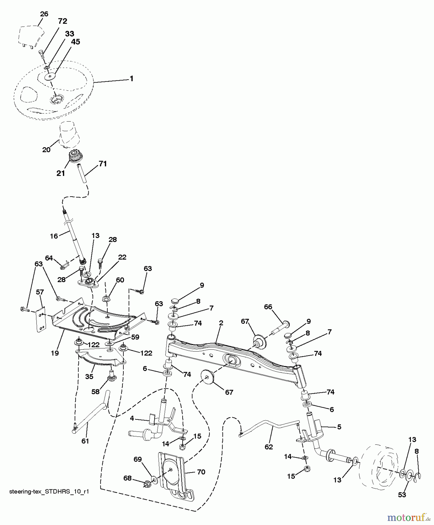 Husqvarna Rasen und Garten Traktoren SRD17530 (280023) - Husqvarna Lawn Tractor (2012-11 & After) STEERING