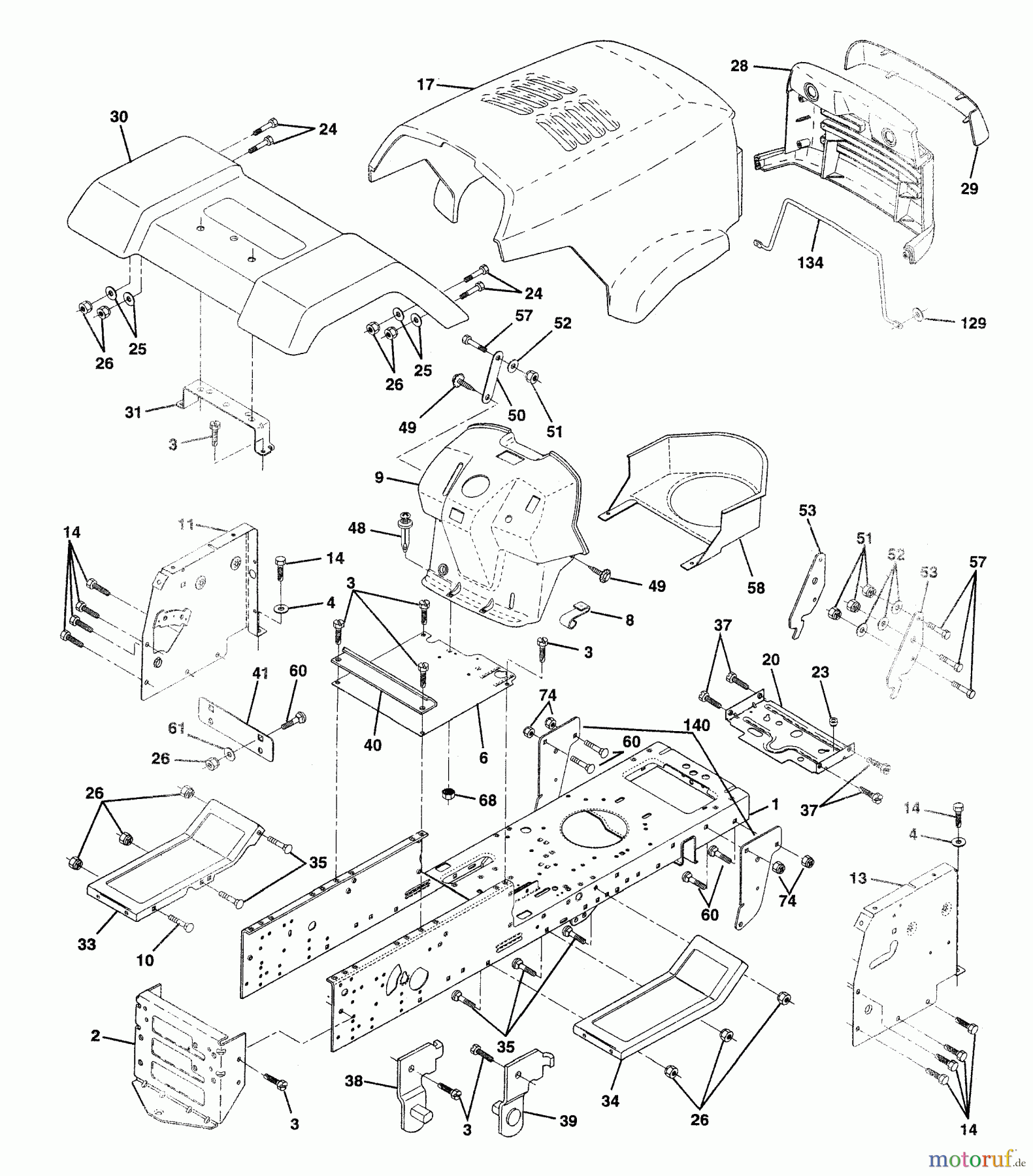 Husqvarna Rasen und Garten Traktoren YT 150 (954840021) (HCYT150B) - Husqvarna Yard Tractor (1996-04 & After) Chassis / Enclosures