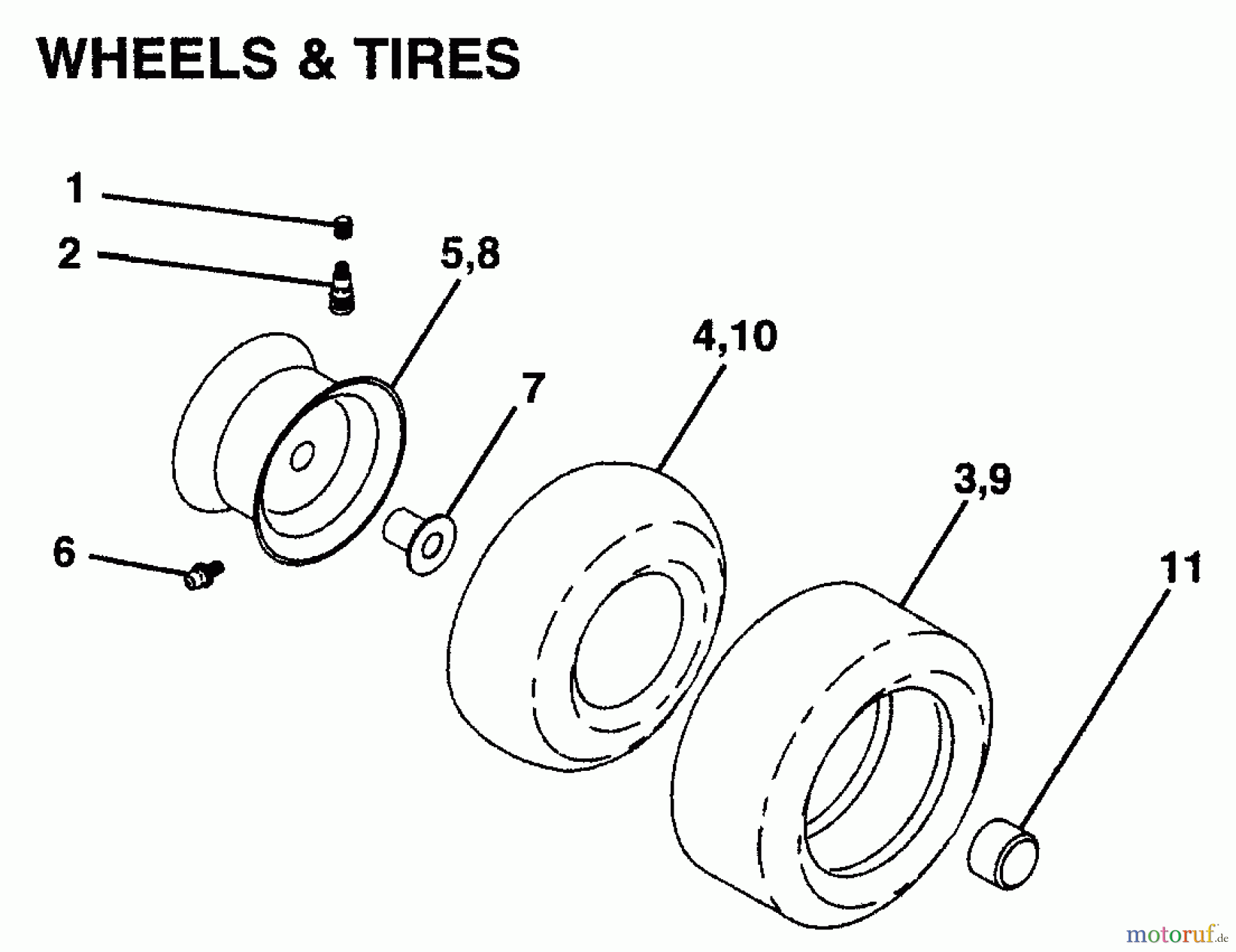 Husqvarna Rasen und Garten Traktoren YT 150 (954840021) (HCYT150B) - Husqvarna Yard Tractor (1996-04 & After) Wheels & Tires