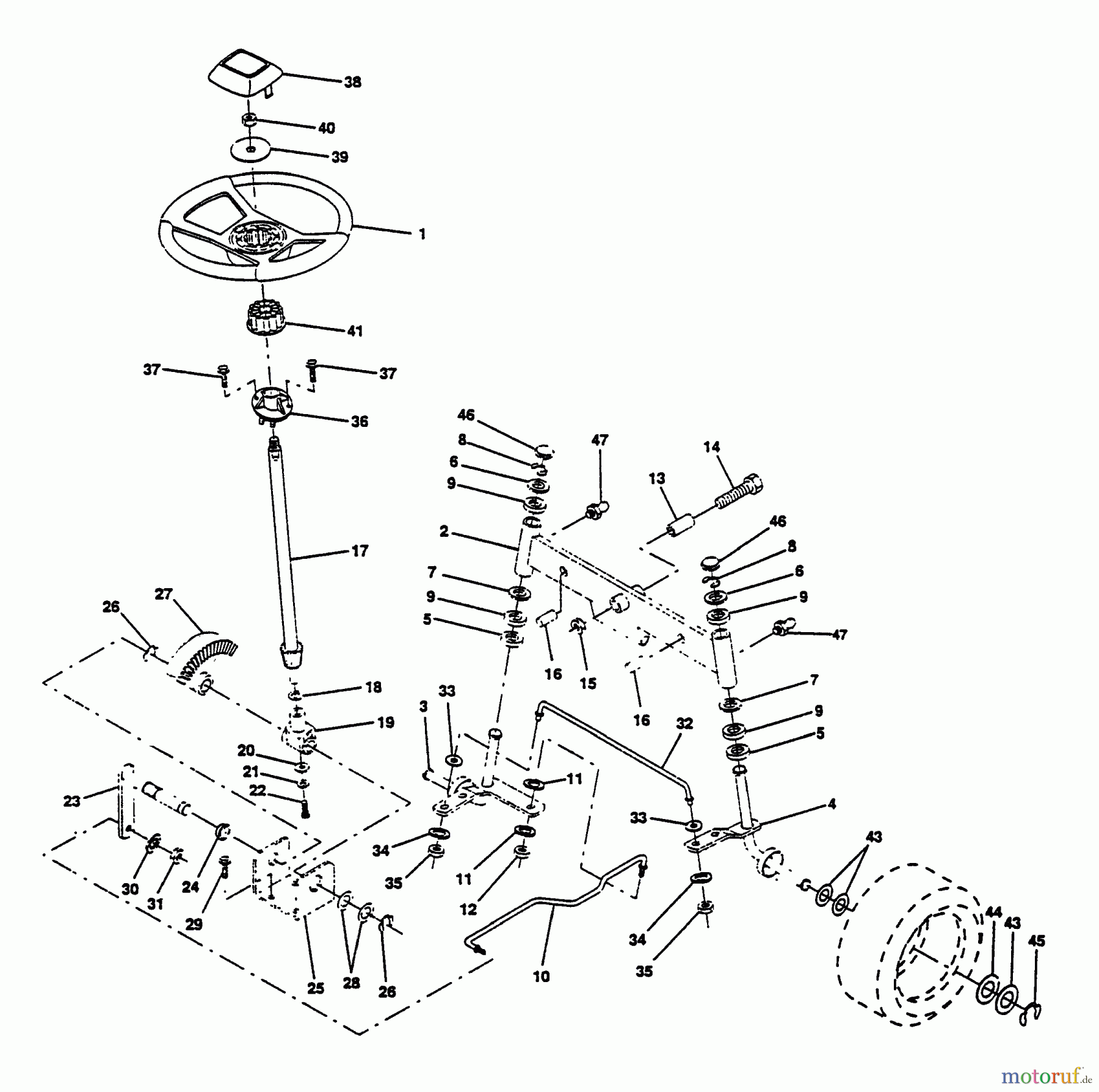Husqvarna Rasen und Garten Traktoren YT 160 (954000582) (HU1642A) - Husqvarna Yard Tractor (1993-01 & After) Steering Assembly