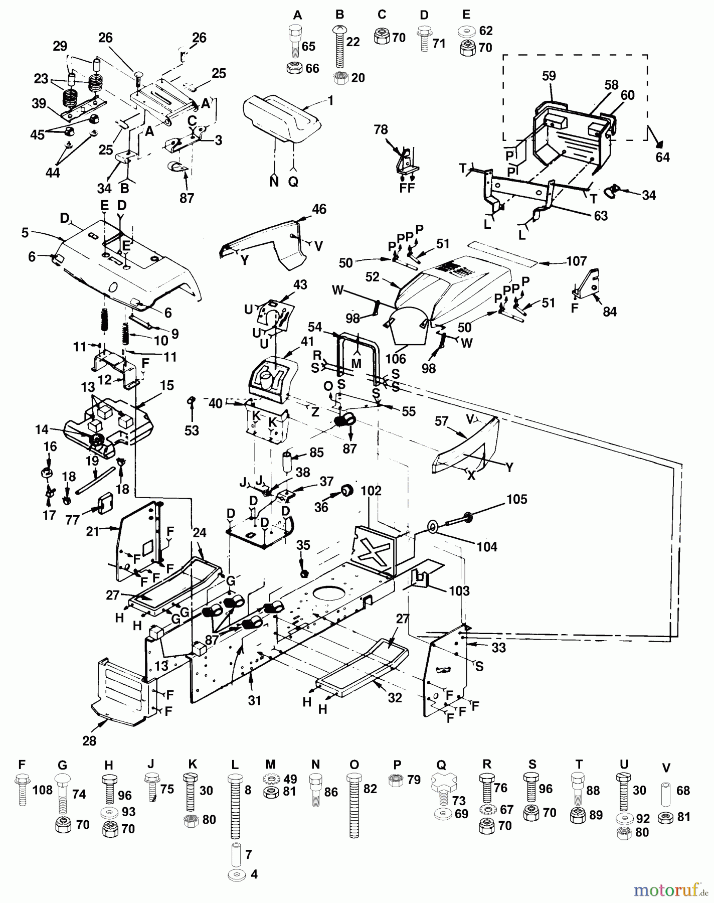 Husqvarna Rasen und Garten Traktoren YT 161H (127589) (H16H44B) - Husqvarna Yard Tractor (1990-11 & After) Chassis And Enclosures (Part 1)