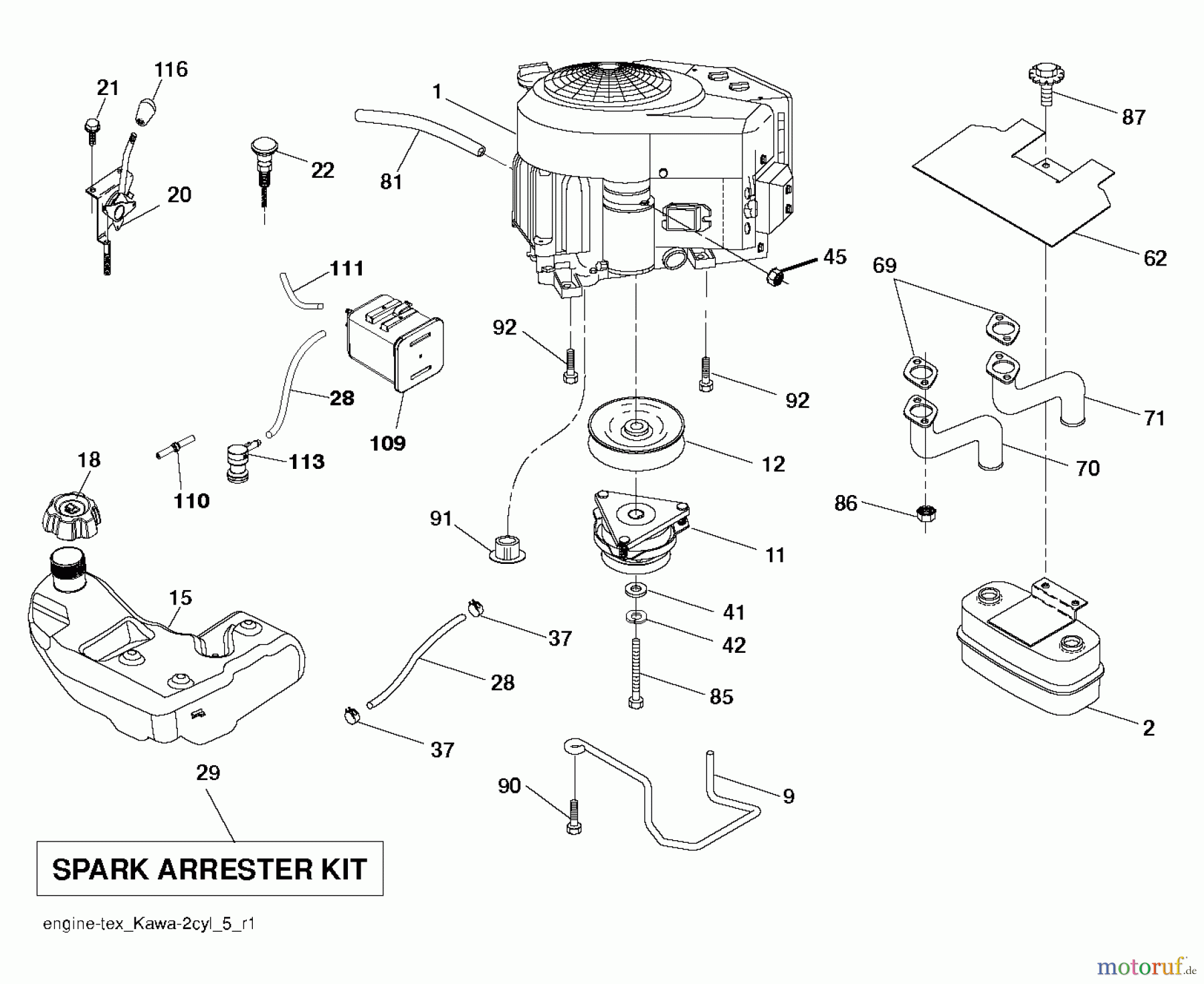 Husqvarna Rasen und Garten Traktoren YT42XLS (96043015401) - Husqvarna Yard Tractor (2013-08) ENGINE