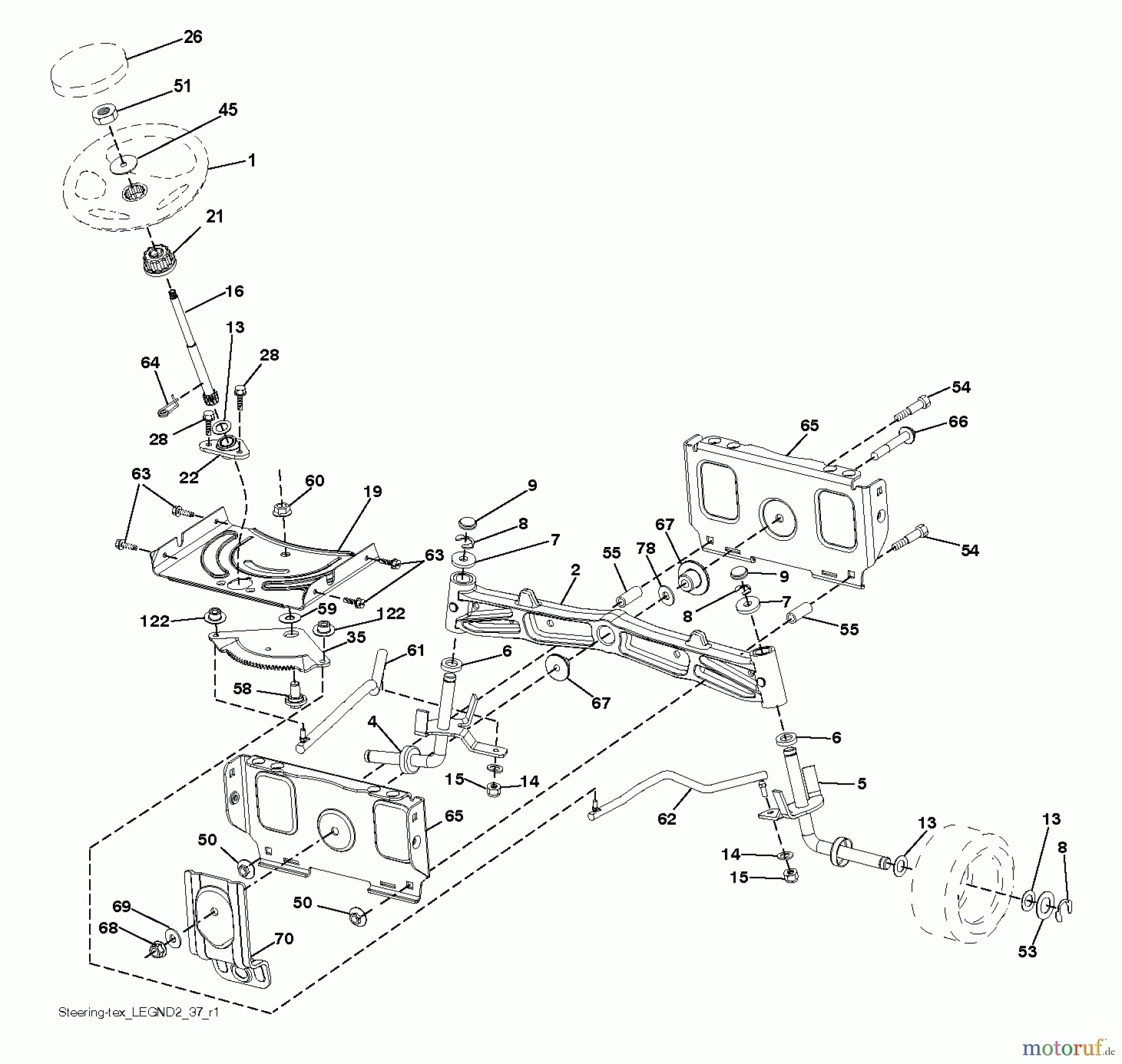  Husqvarna Rasen und Garten Traktoren YT 42XLS (96043015400) - Husqvarna Yard Tractor (2012-09 & After) STEERING