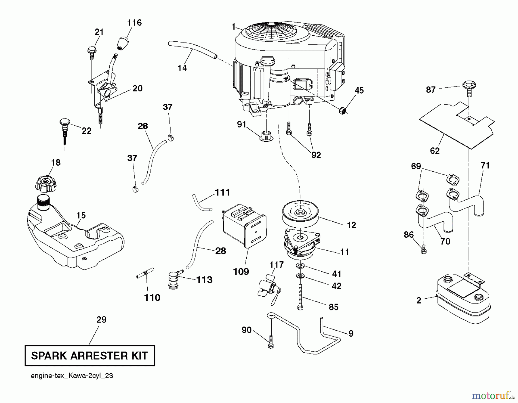 Husqvarna Rasen und Garten Traktoren YT 48XLS (96043015600) - Husqvarna Yard Tractor (2012-09 & After) ENGINE