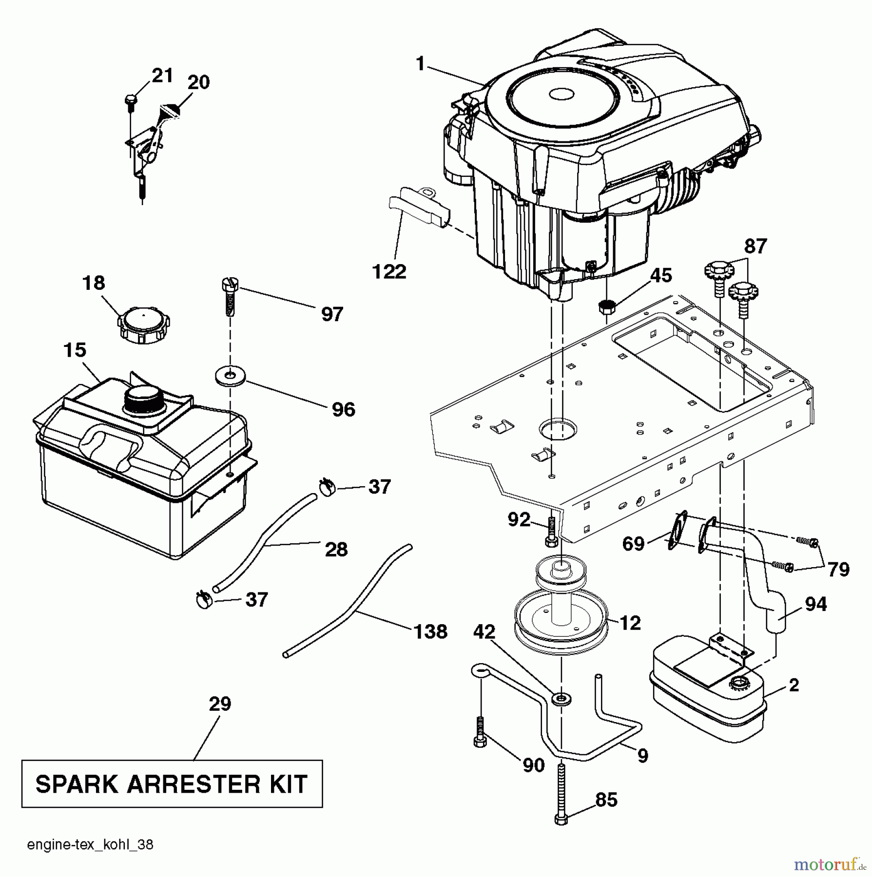  Husqvarna Rasen und Garten Traktoren YTA 19K42 (96043013900) - Husqvarna Yard Tractor (2011-08 & After) ENGINE