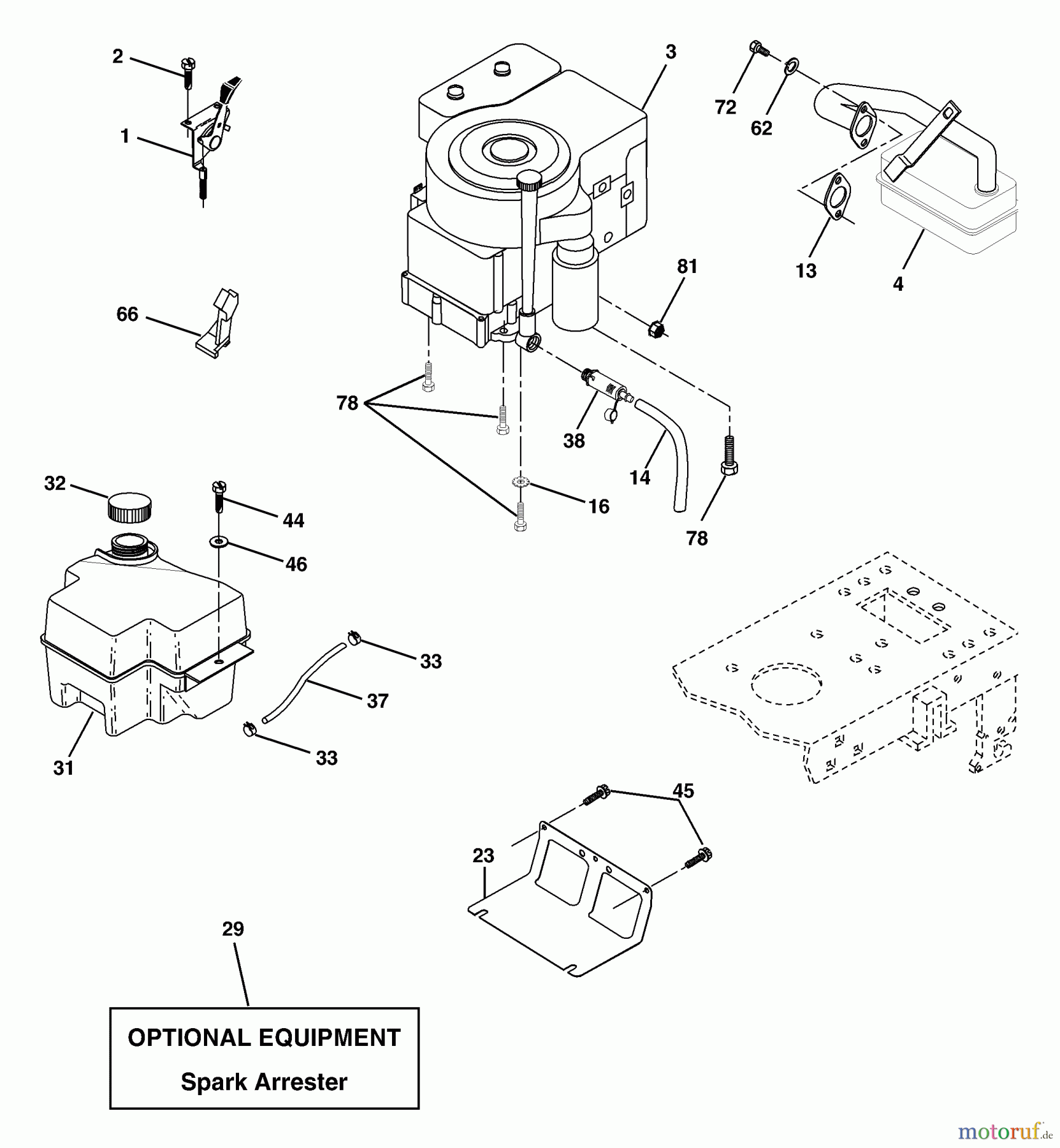 Husqvarna Rasen und Garten Traktoren YTH 130 (954170026) (HEYTH130K) - Husqvarna Yard Tractor (2000-10 to 2001-01) Engine