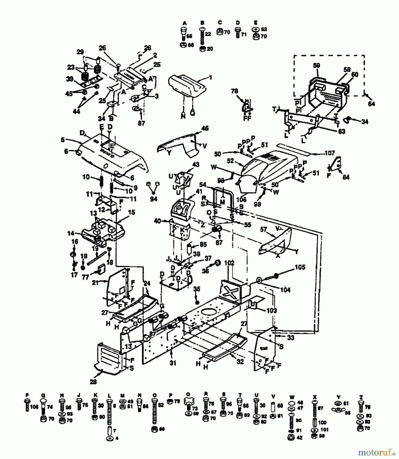 Husqvarna Rasen und Garten Traktoren YTH 142 (954000352) (H14H44A) - Husqvarna Yard Tractor (1991-08 & After) Chassis And Enclosures