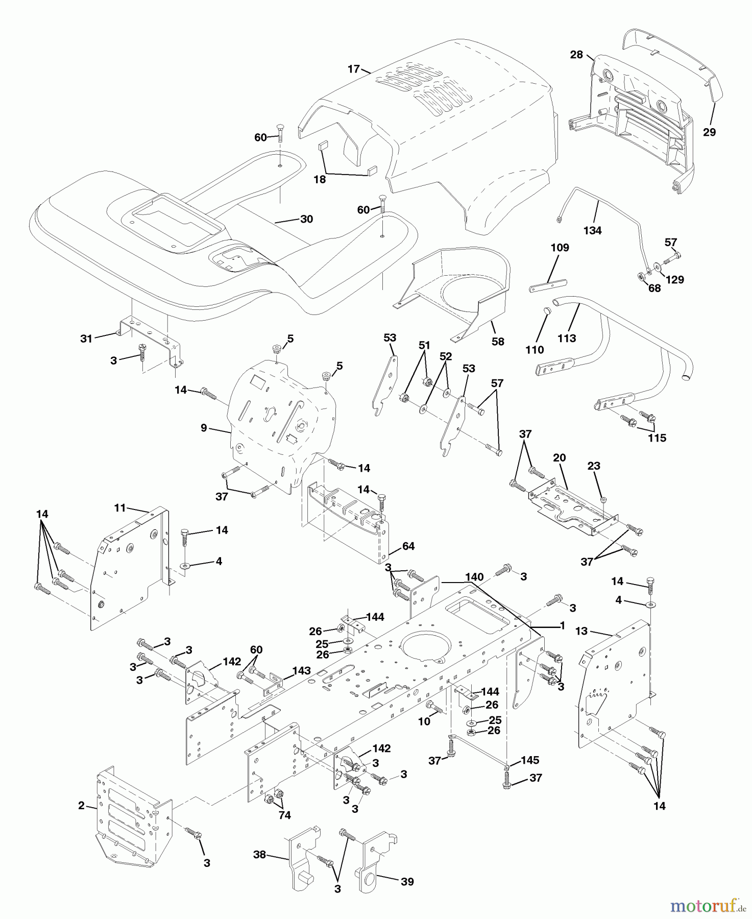  Husqvarna Rasen und Garten Traktoren YTH 150 (954140007D) - Husqvarna Yard Tractor (1998-02 & After) Chassis And Enclosures