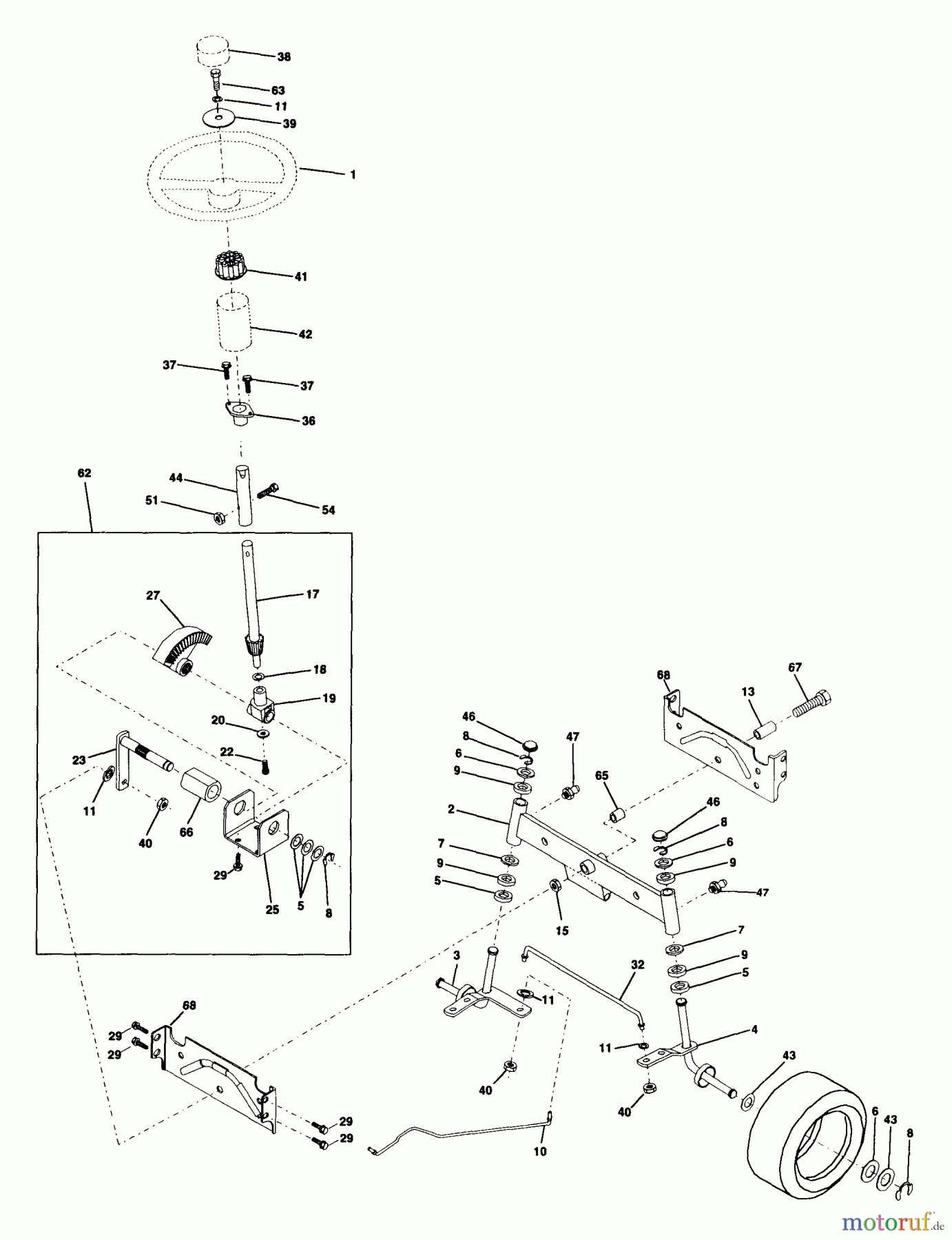 Husqvarna Rasen und Garten Traktoren YTH 150 (954140007D) - Husqvarna Yard Tractor (1998-02 & After) Steering Assembly