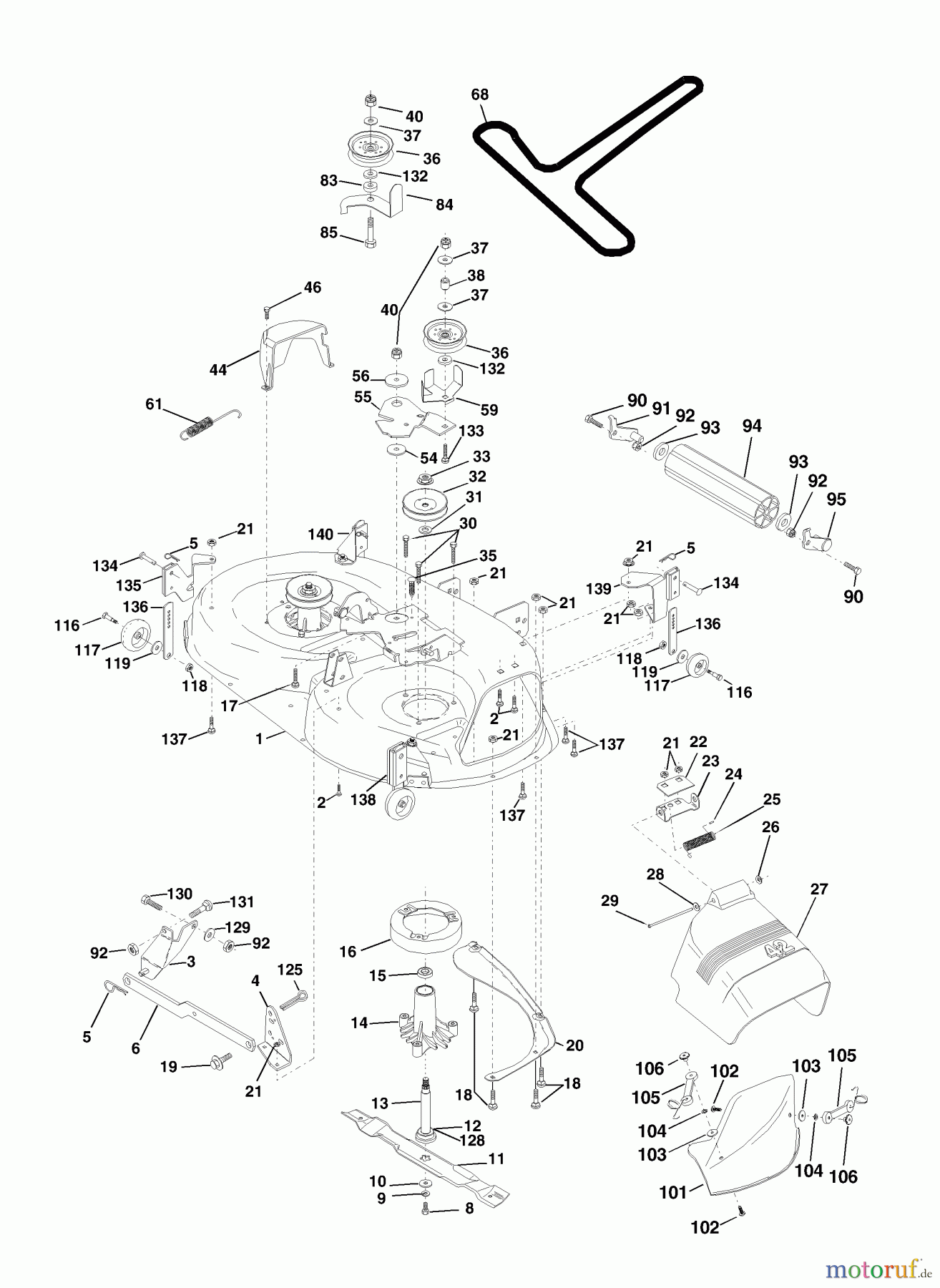 Husqvarna Rasen und Garten Traktoren YTH 150 (954140007J) - Husqvarna Yard Tractor (1999-03 & After) Mower Deck