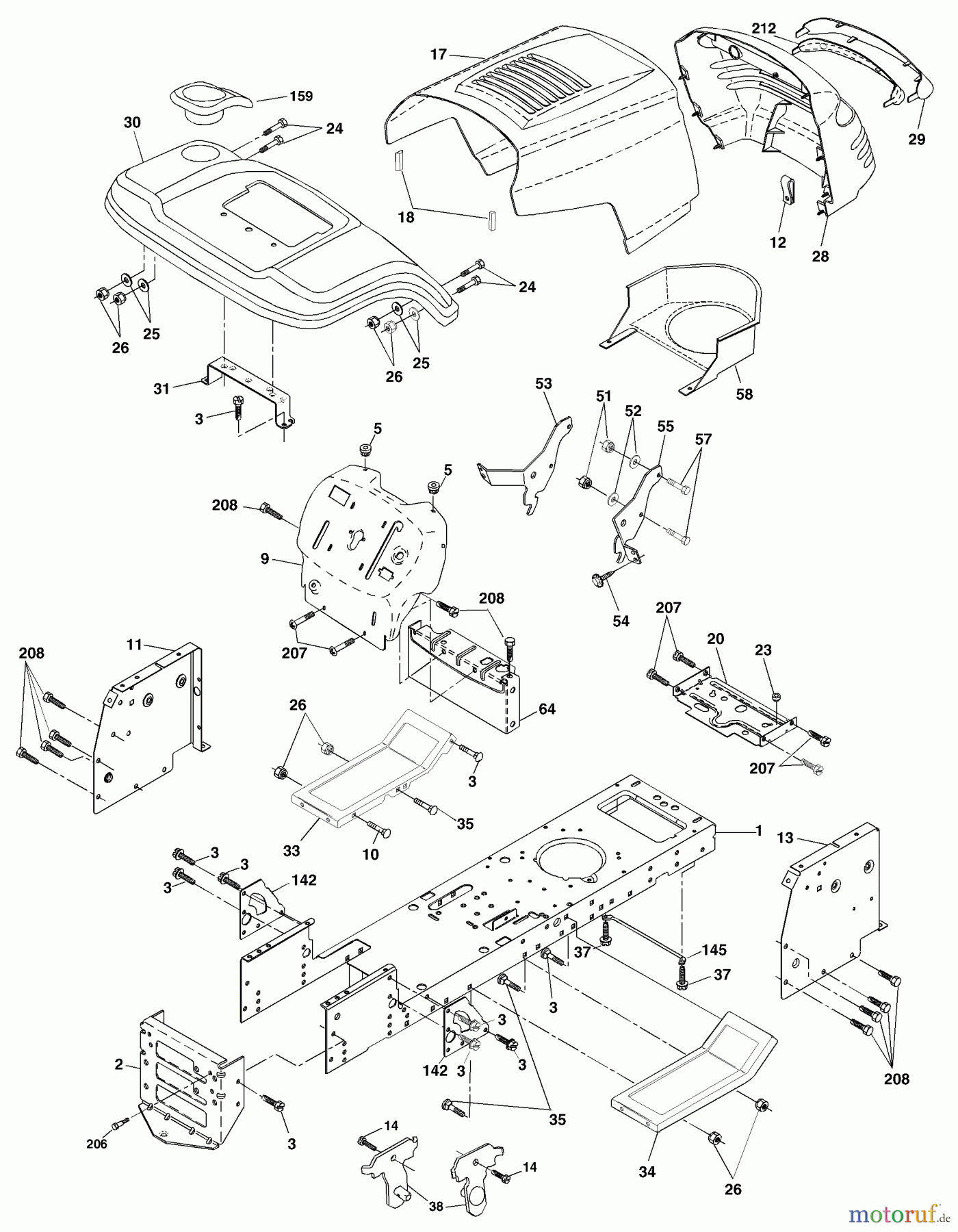 Husqvarna Rasen und Garten Traktoren YTH 1542C (954567048) - Husqvarna Yard Tractor (2001-04 & After) Chassis And Enclosures