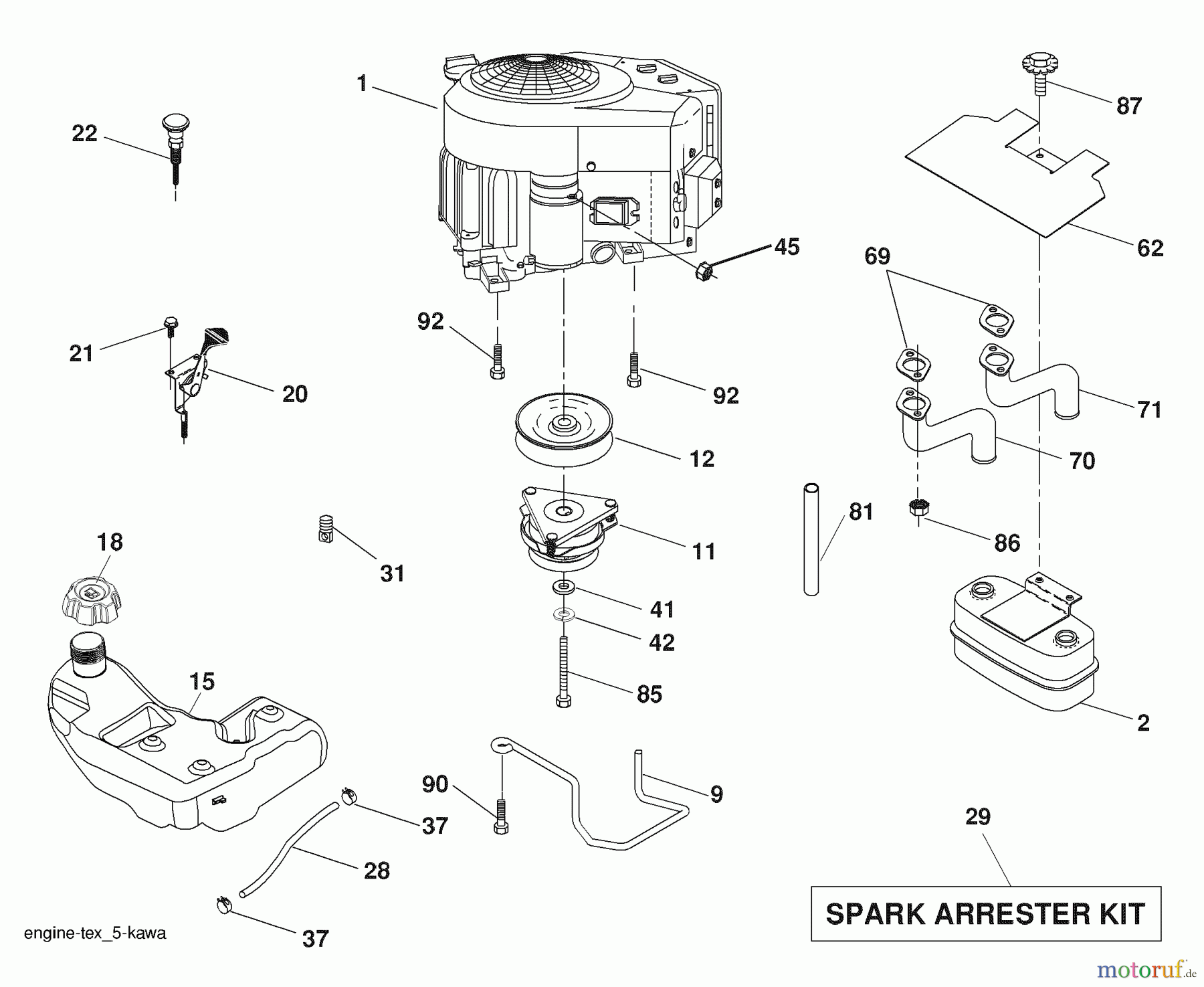  Husqvarna Rasen und Garten Traktoren YTH 1542XPT (96043005100) - Husqvarna Yard Tractor (2007-12 & After) (California) Engine