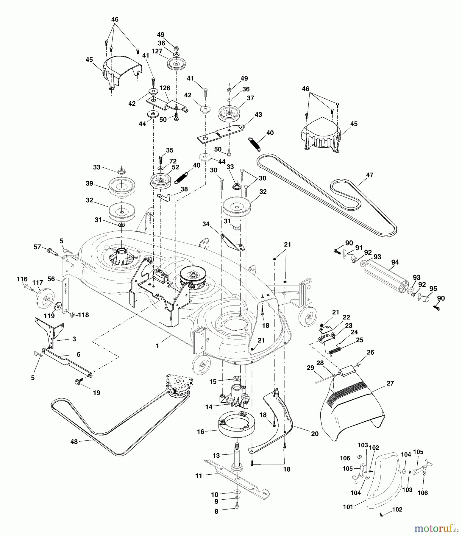 Husqvarna Rasen und Garten Traktoren YTH 1746A (954567055) - Husqvarna Yard Tractor (2000-11 & After) Mower Deck
