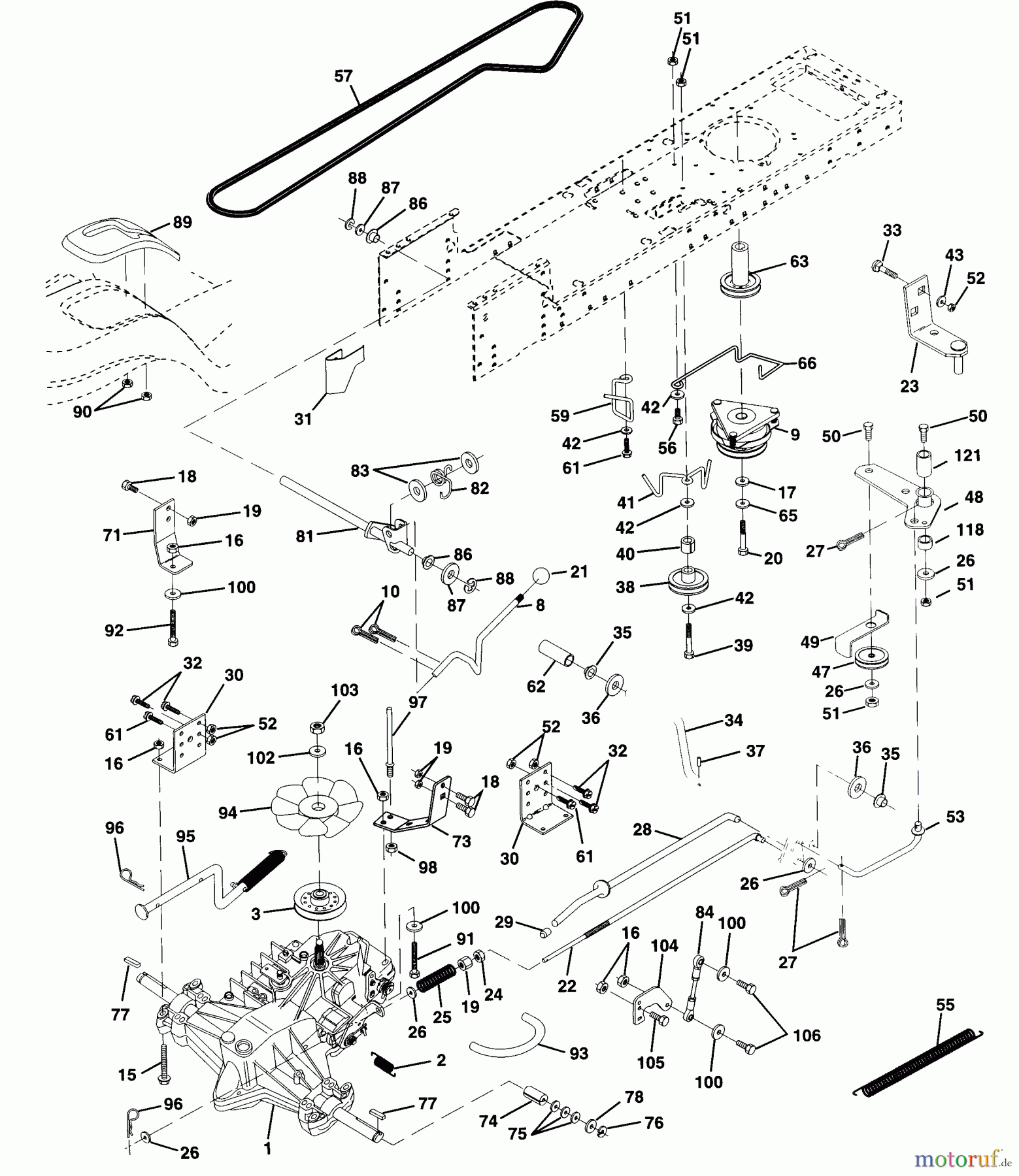 Husqvarna Rasen und Garten Traktoren YTH 180 (954140010A) - Husqvarna Yard Tractor (1997-12 & After) Drive