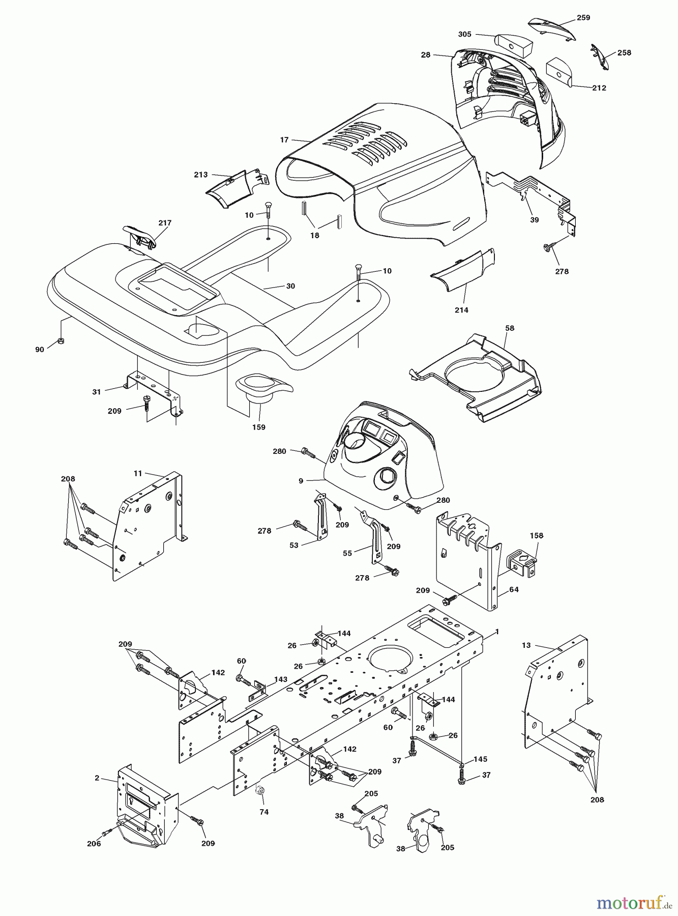Husqvarna Rasen und Garten Traktoren YTH 18542 (96013000202) - Husqvarna Yard Tractor (2008-02 & After) Chassis