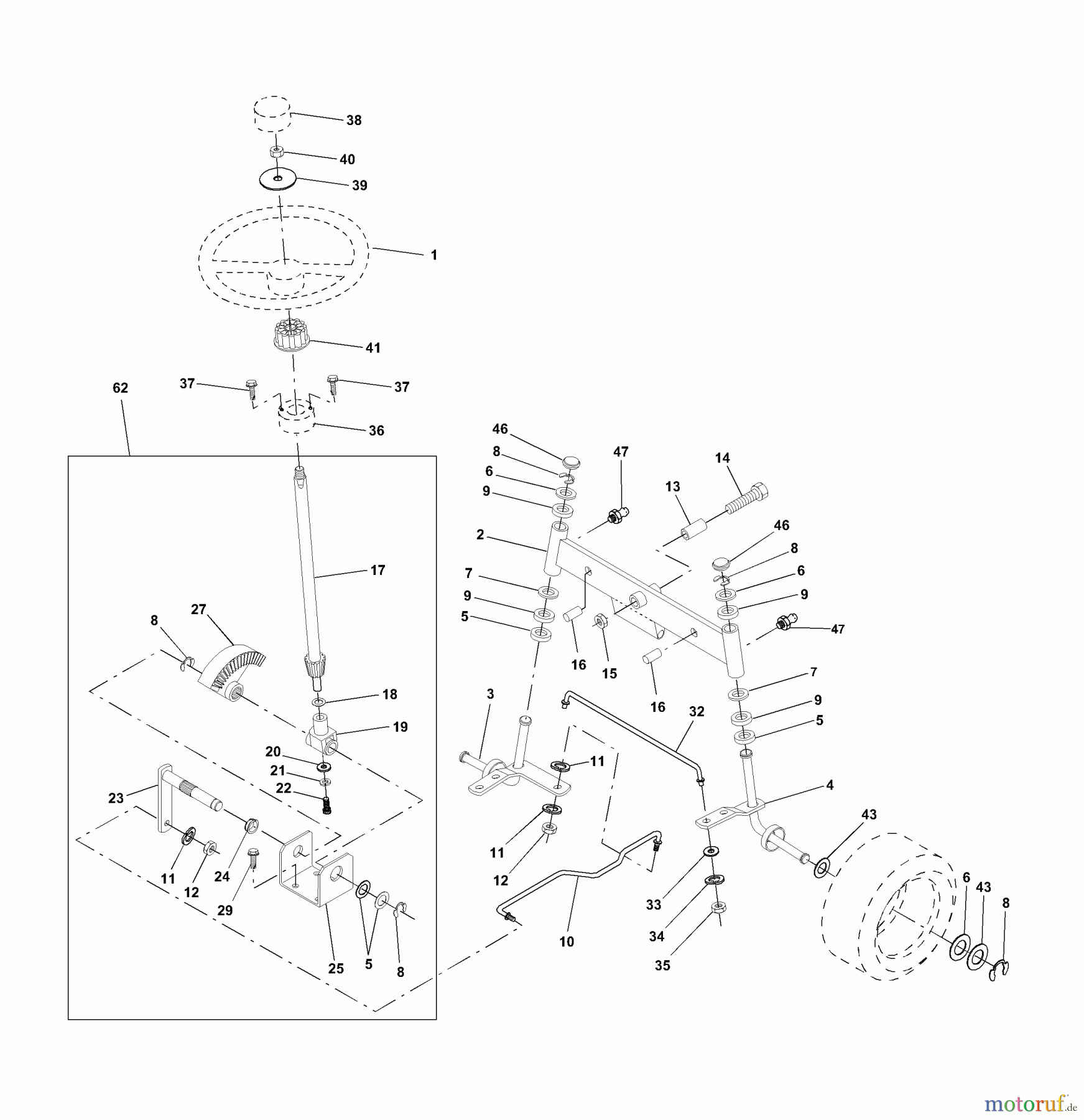 Husqvarna Rasen und Garten Traktoren YTH 190 (954001972A) - Husqvarna Yard Tractor (1995-03 & After) Steering Assembly