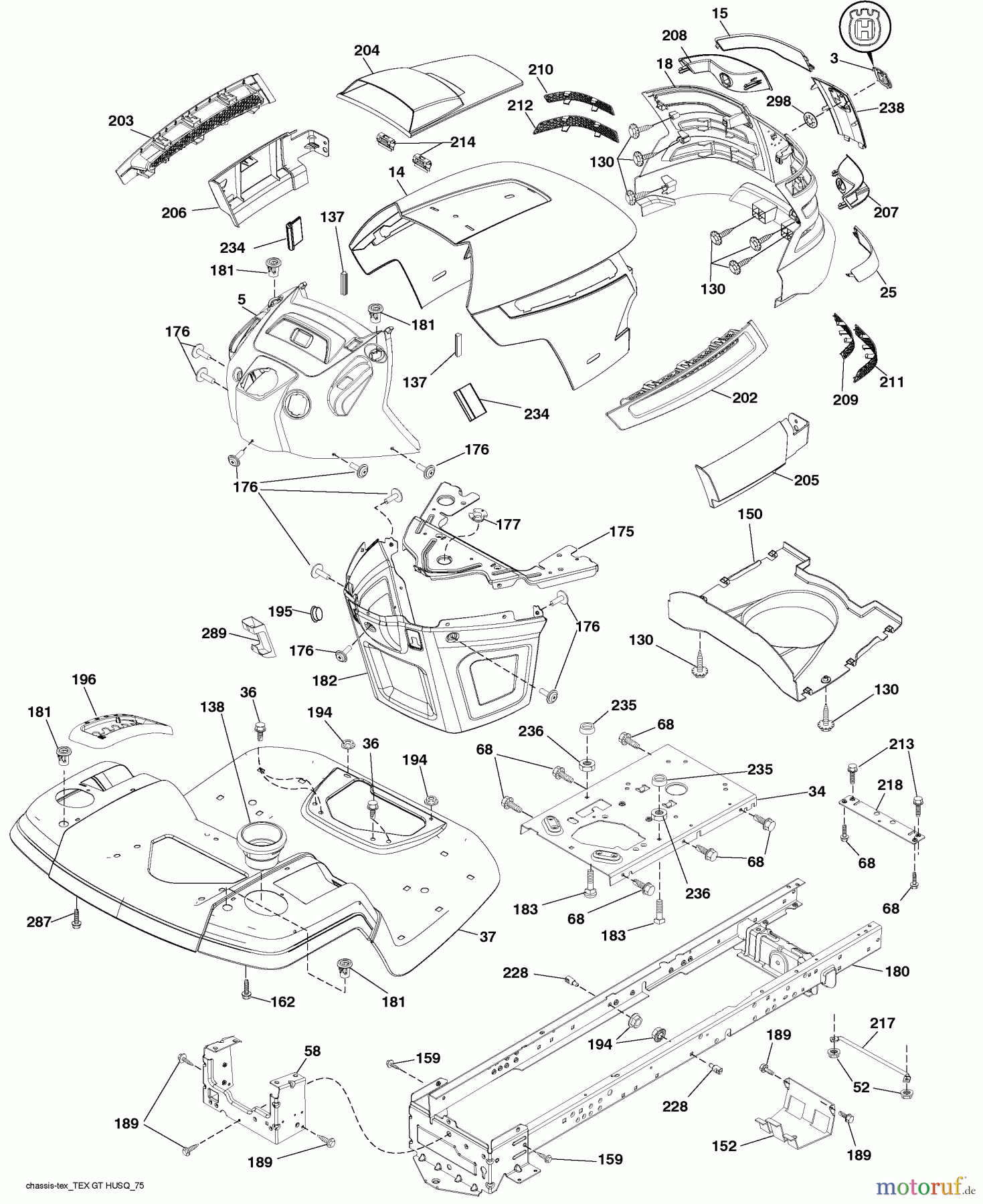 Husqvarna Rasen und Garten Traktoren YTH 2042 (96043009200) - Husqvarna Yard Tractor (2010-02 & After) Chassis